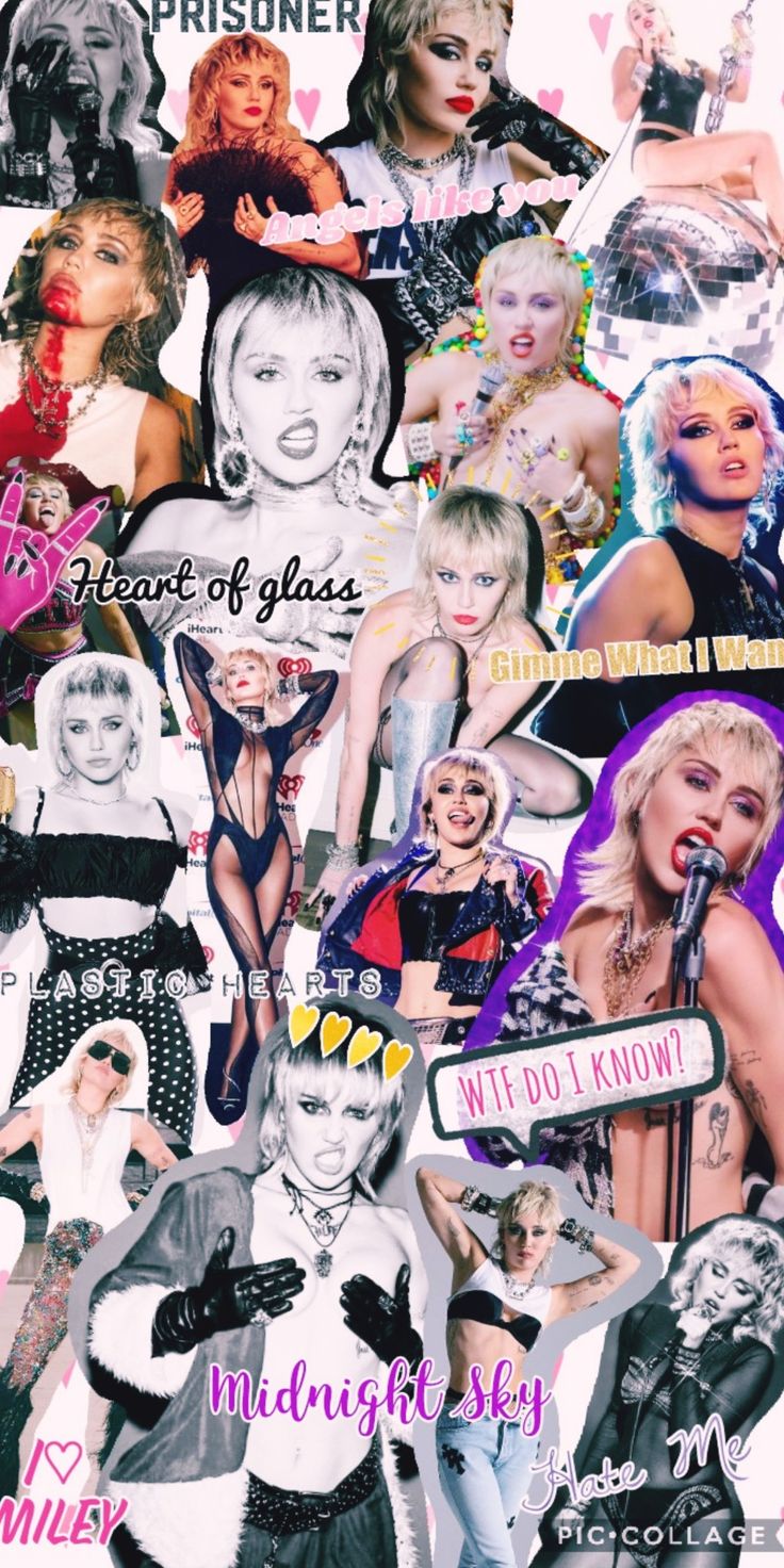 Miley Cyrus Plastic Hearts Era Wallpaper Collage