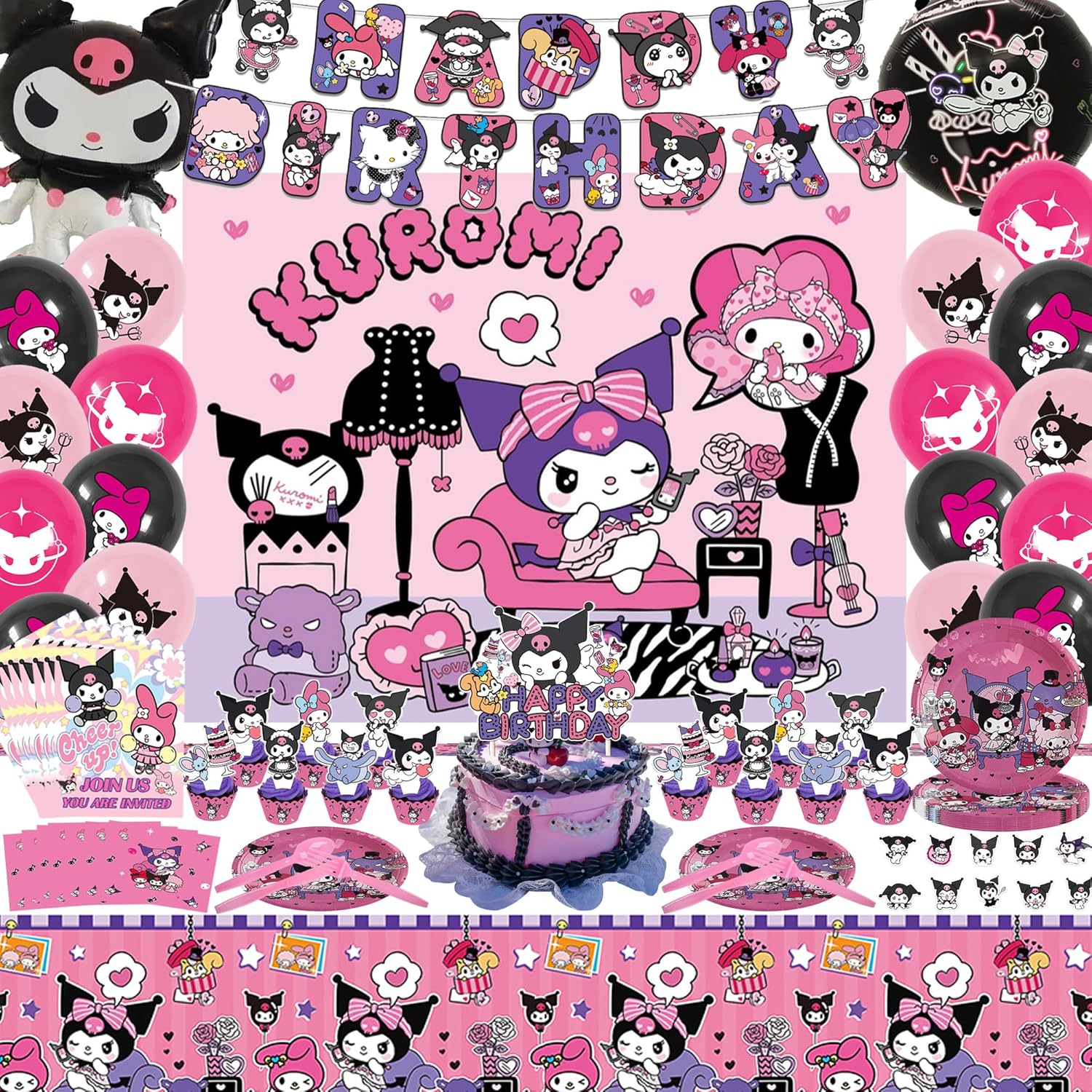Kuromi Birthday Party Supplies Set of 167 Liberia