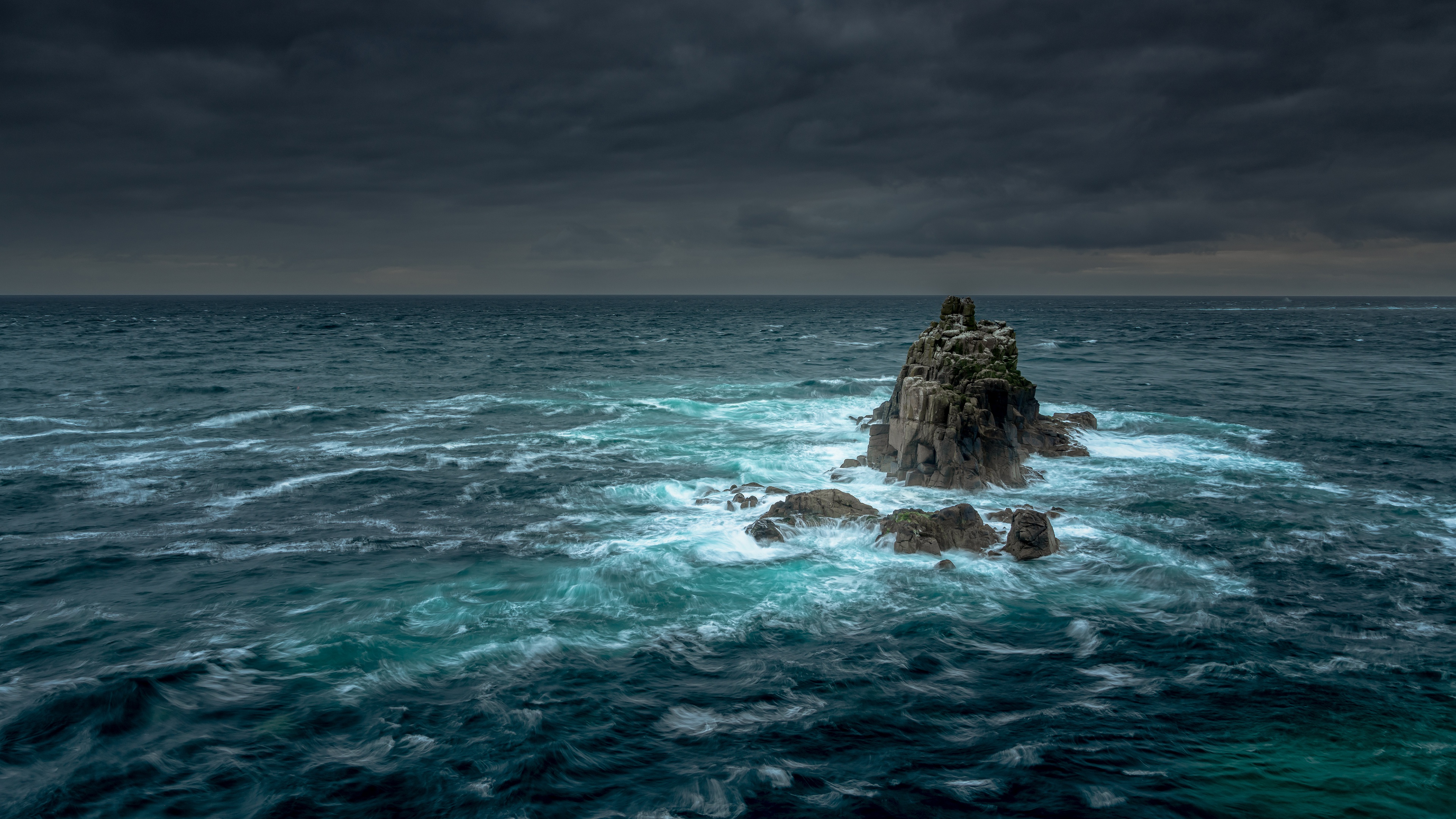 Wallpaper rock, storm, sea, tide for mobile and desktop, section пейзажи, resolution 3840x2160