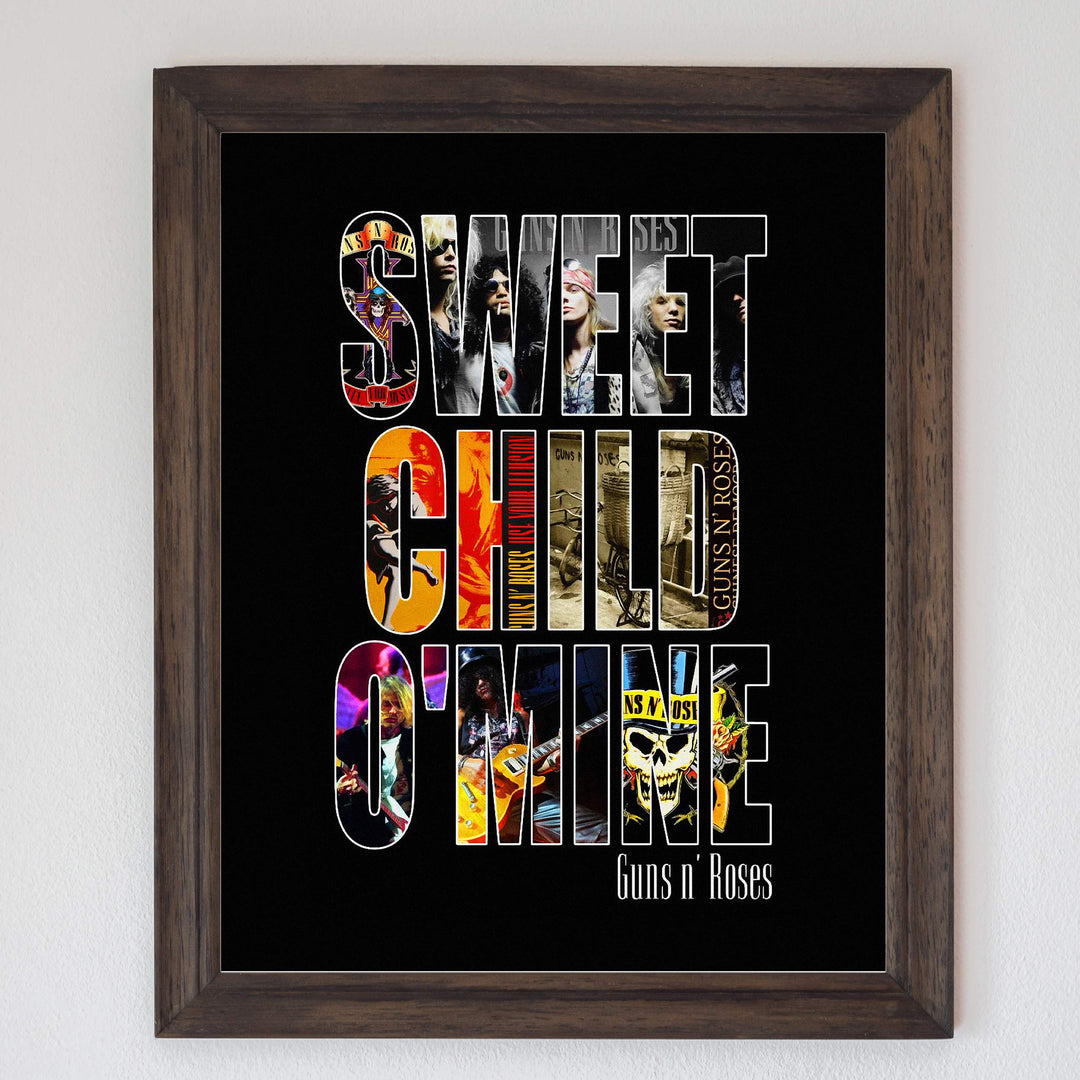 Guns N' Roses Sweet Child O' Mine Song Lyric Art Poster 8 X 10 Roc