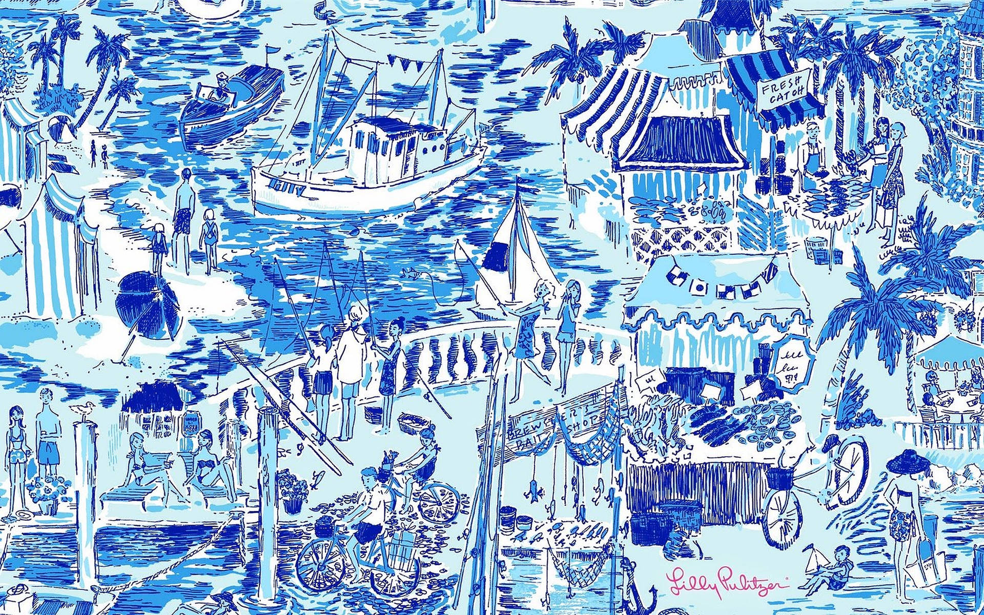 Download Lilly Pulitzer Blue City Wallpaper