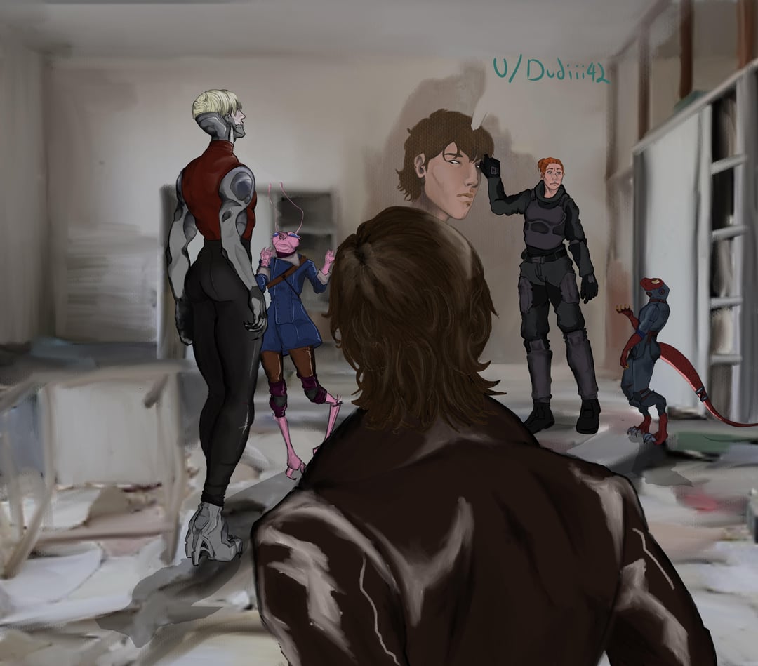 My Starfinder party discovered an impossible portrait of a player character under the wallpaper of a derelict college office