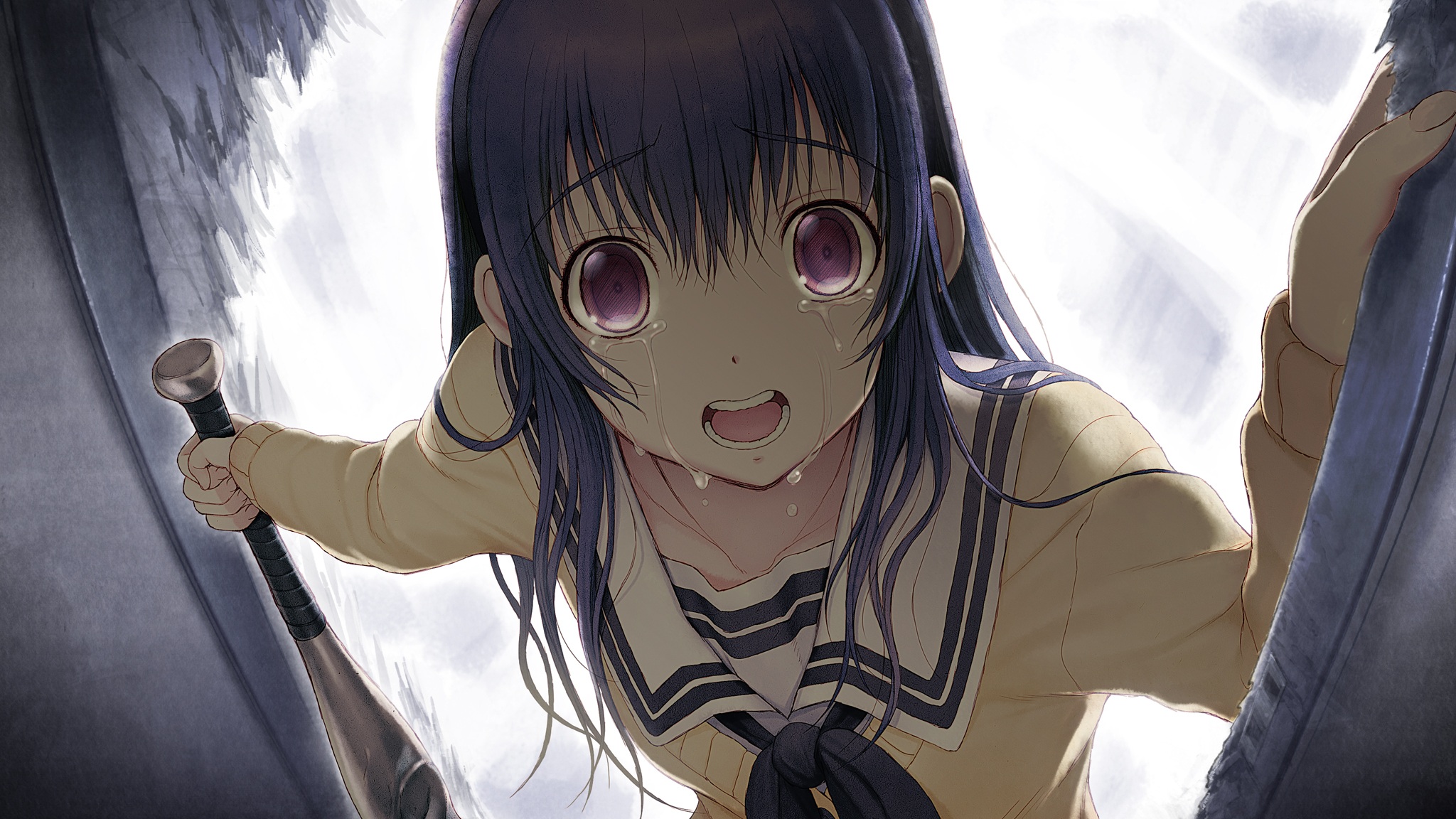 kimi, To, Kanojo, To, Kanojo, No, Koi, , Baseball, Bat, Black, Hair, Game, Cg, Nitroplus, Purple, Eyes, Seifuku, Sone, Miyuki, Tears, Tsuji, Santa Wallpaper HD / Desktop and Mobile Background