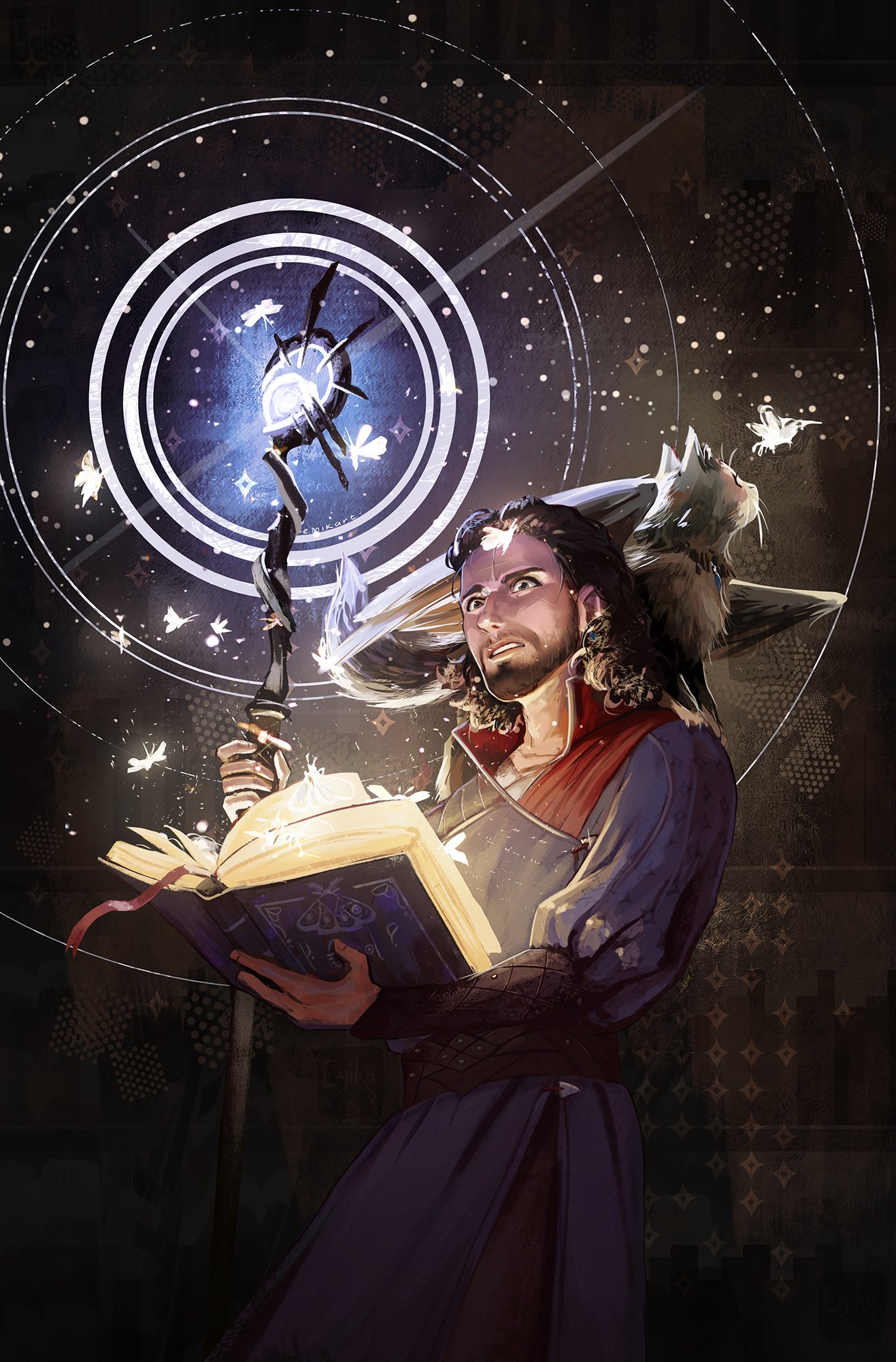 Marika☕ (silently working) of moths #drawtober2023 #mothbittenlibrary #Gale #galeofwaterdeep #BaldursGate3 #bg3