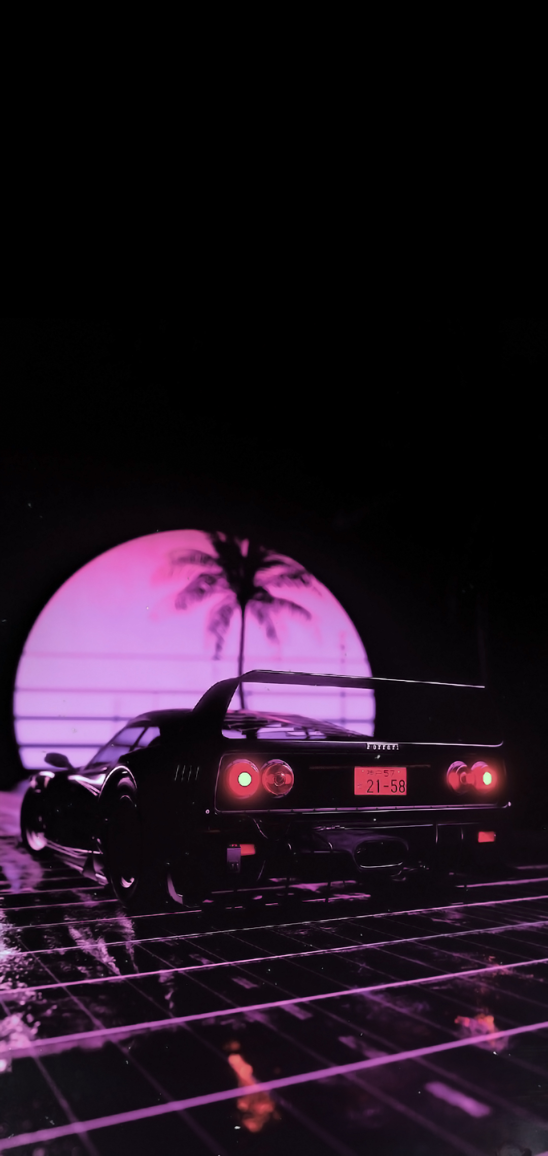 RETRO WAVE CAR AMOLED WALLPAPER