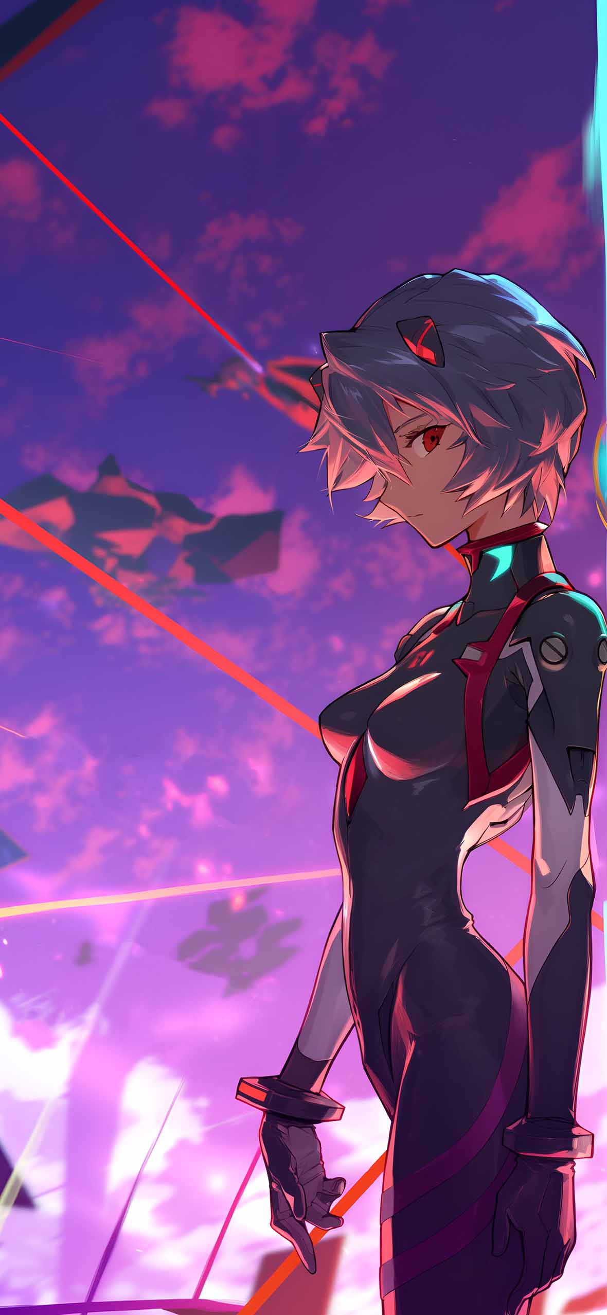 Asuka & Rei Neon Genesis Contrast Tap to Switch Wallpaper