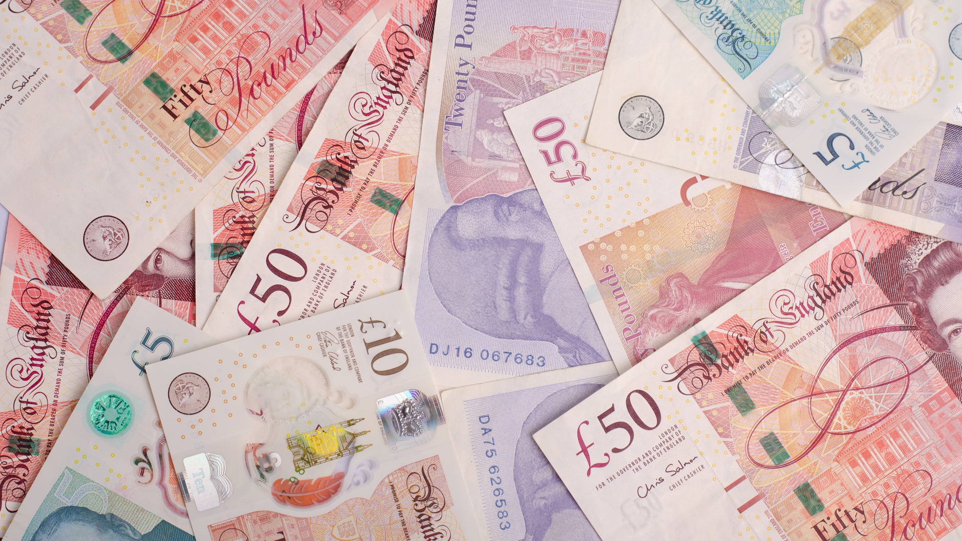 Wallpaper ink, bills, pound sterling for mobile and desktop, section текстуры, resolution 1920x1080