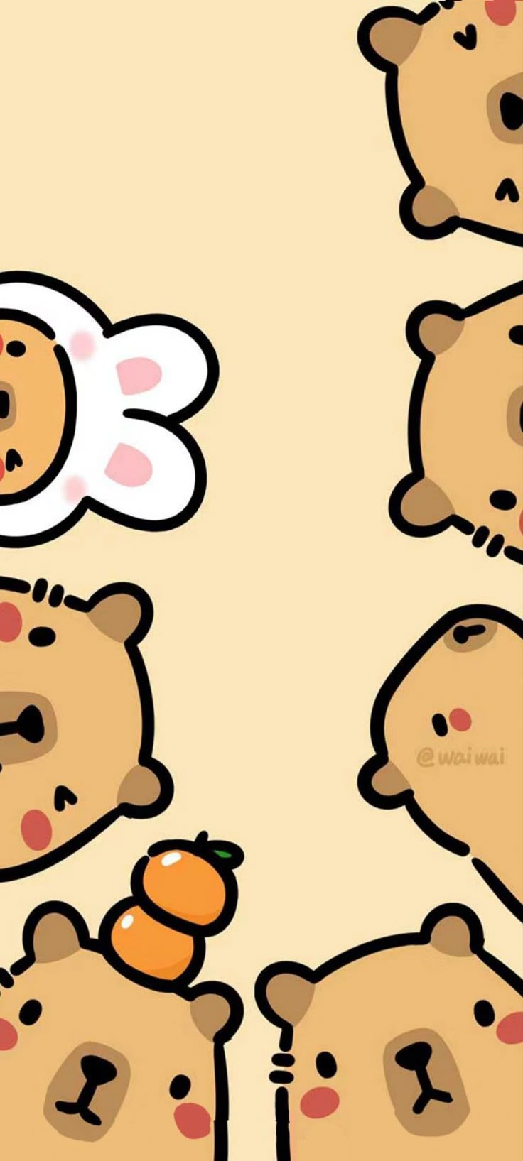 Cute Capybara Wallpaper 4K for iPhone, iPad, Laptop, PC
