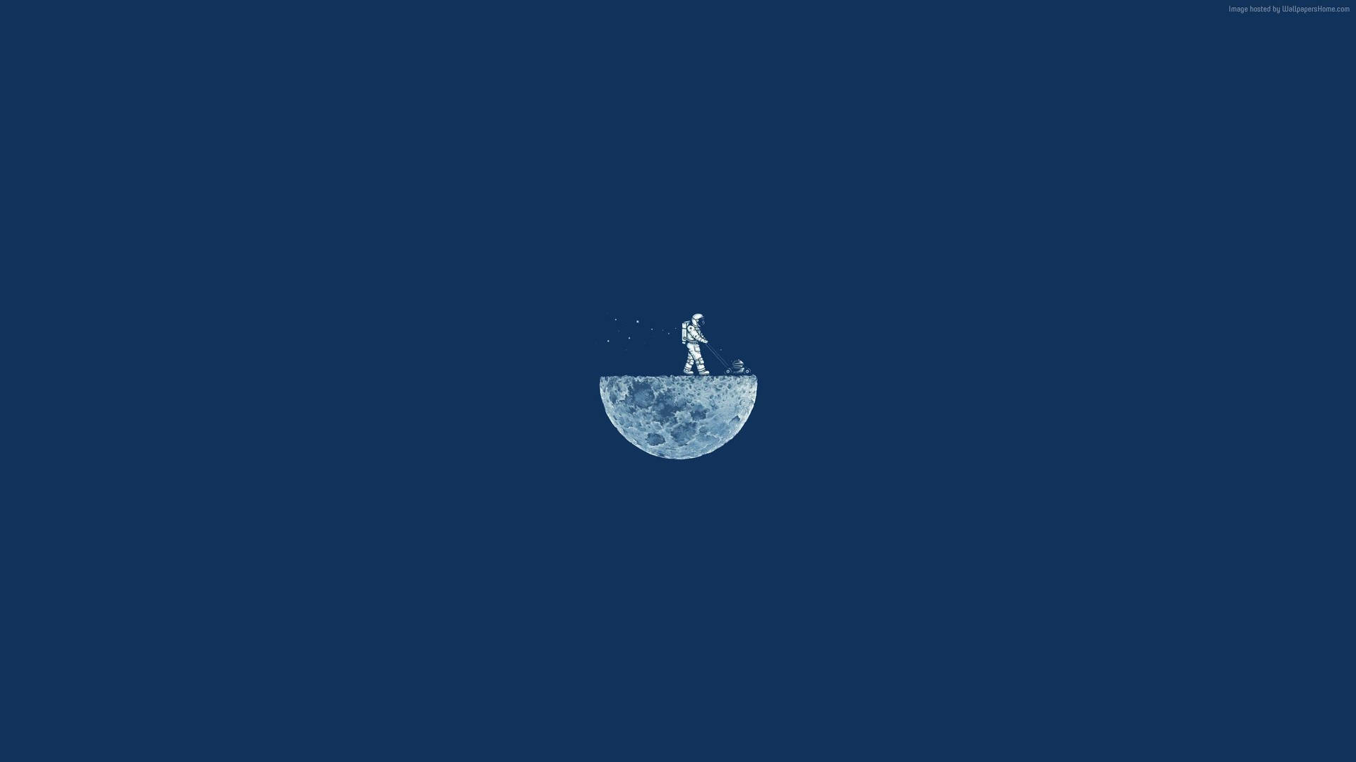 Download Dark Blue Aesthetic Quarter Moon Wallpaper