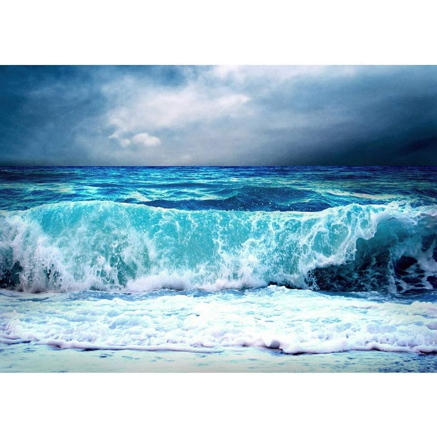Wallpaper Photo Wallpaper Wall Mural -Woven Photographic Wallpaper Premium Plus Wall Mural Photo Wallpaper Blue Seascape Ocean Sea Water Lake Storm Wave Blue Turquoise, 3D Wallpaper, Amazon.co.uk: DIY & Tools
