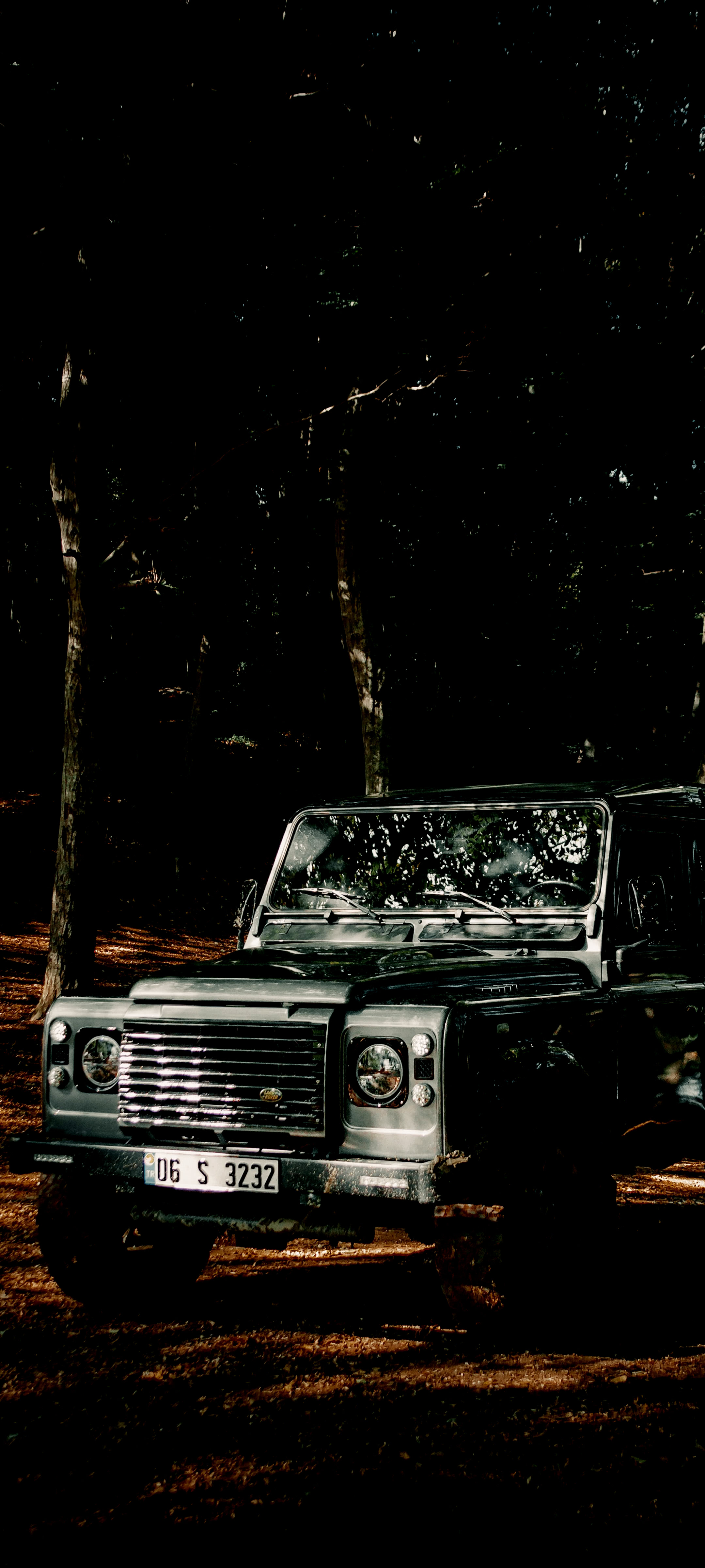 Car in a forest with effect AMOLED WALLPAPER 4K (resolution×4800)