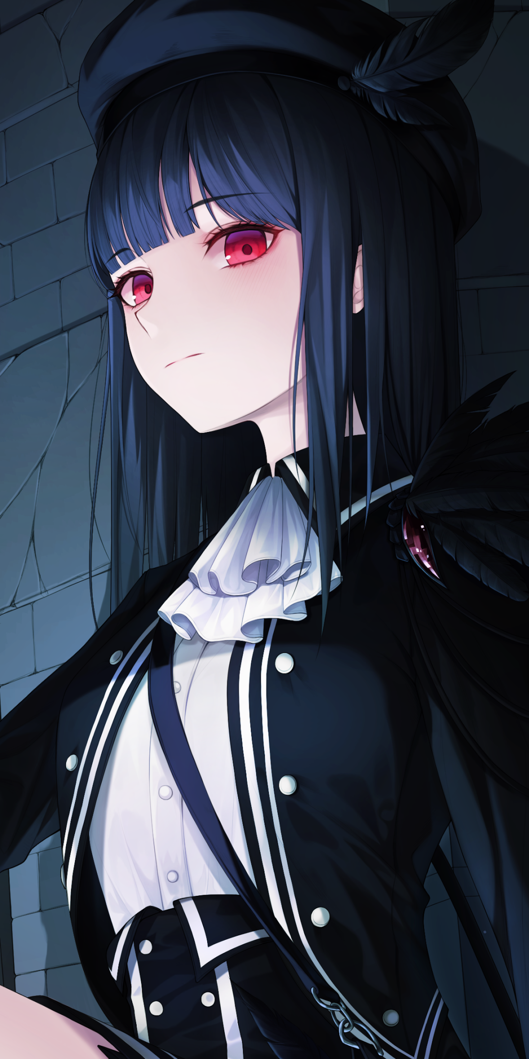 Download Red Eyes Black Hair Anime Girl Anime Girl Phone Wallpaper