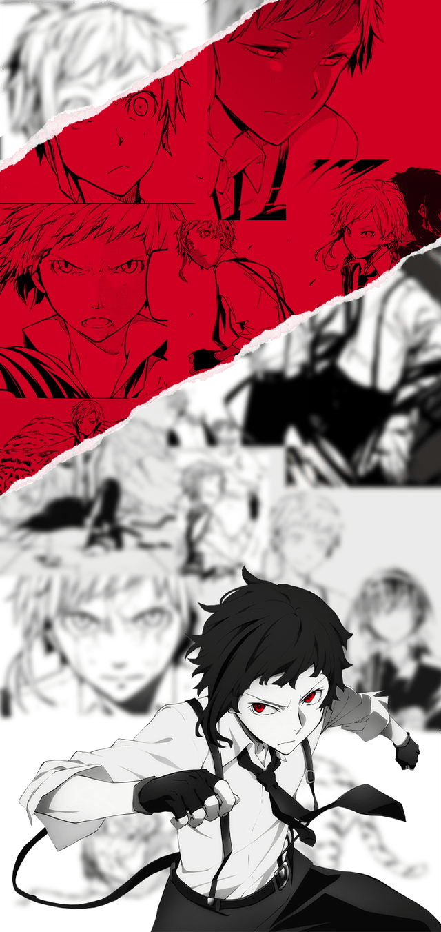 A phone wallpaper of Atsushi (with black hair and red eyes) I made