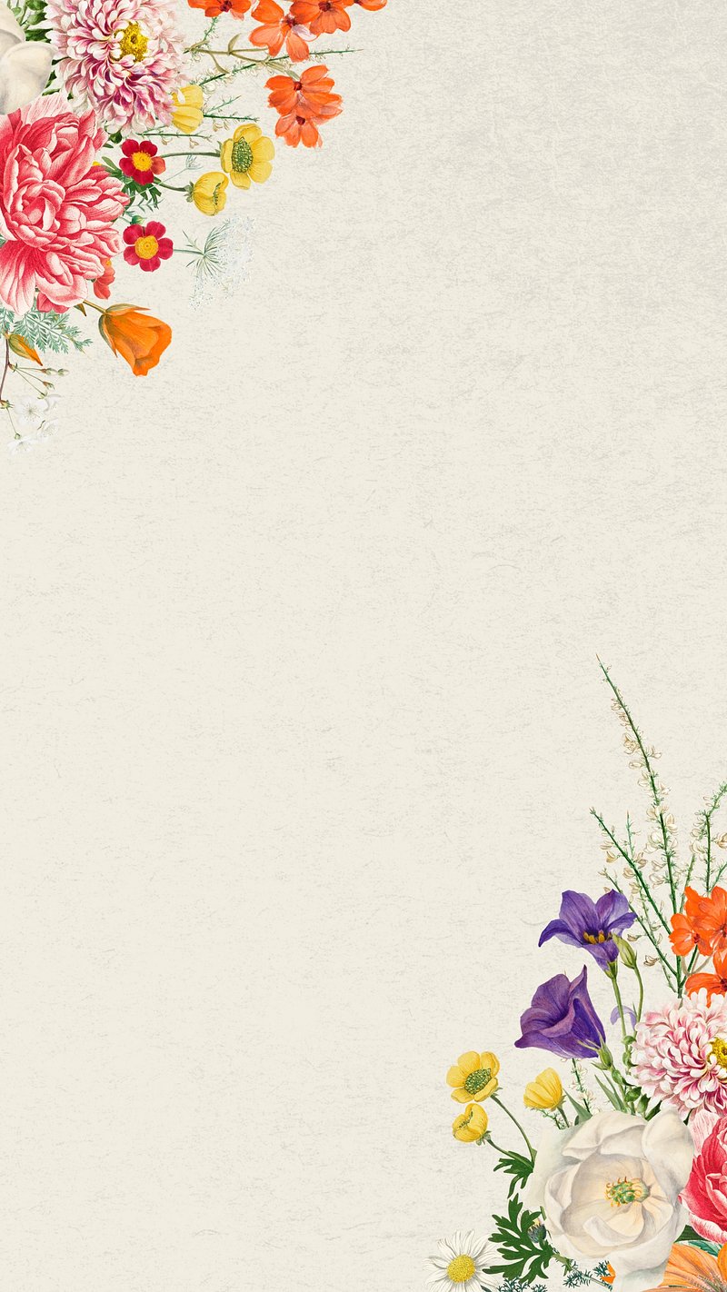Wedding Flowers Border Phone Wallpaper, Beige Textured Background Image Wallpaper