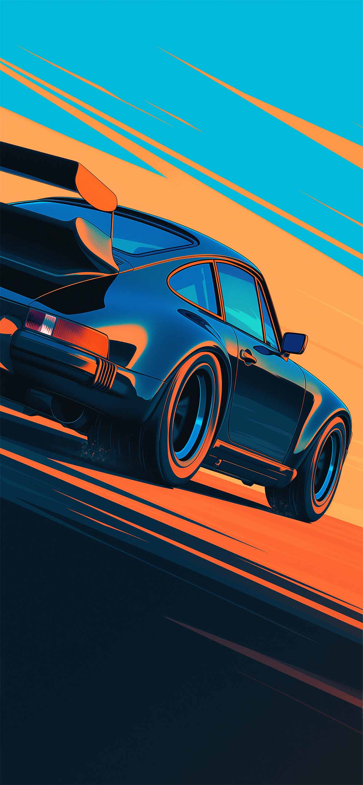 Porsche 911 Speeding Vaporwave Sunset Wallpaper