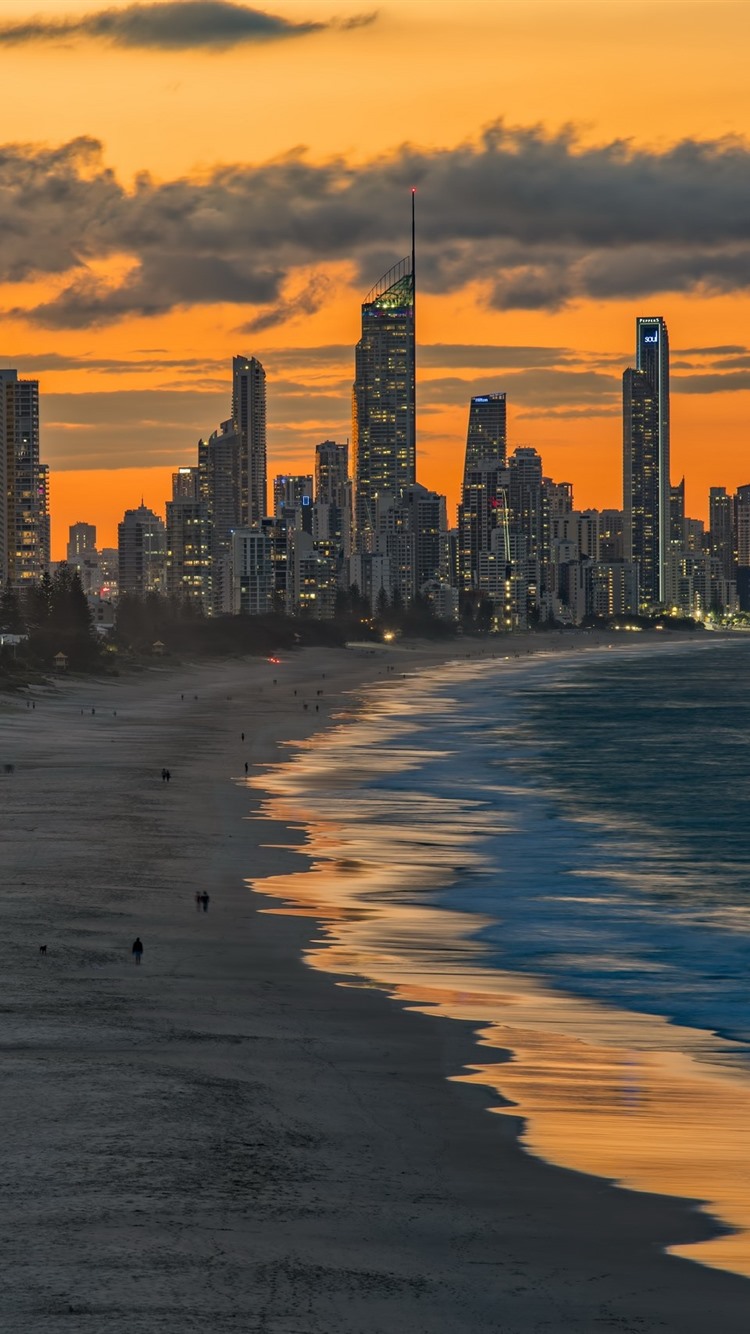 Miami Beach, Sea, Skyscrapers, Dusk, USA 750x1334 IPhone 8 7 6 6S Wallpaper, Background, Picture, Image