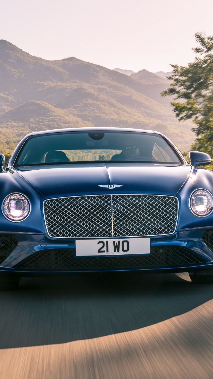 Bentley continental GT, blue luxurious car, 720x1280 wallpaper