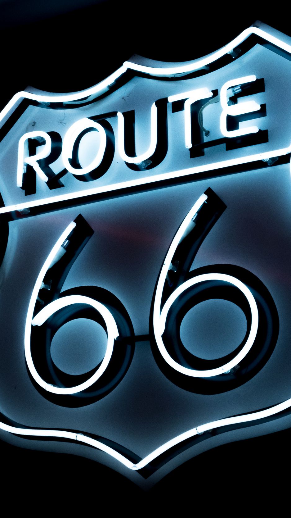 Download Wallpaper 938x1668 Route 66, Neon, Numbers, Inscription Iphone 8 7 6s 6 For Parallax HD Background