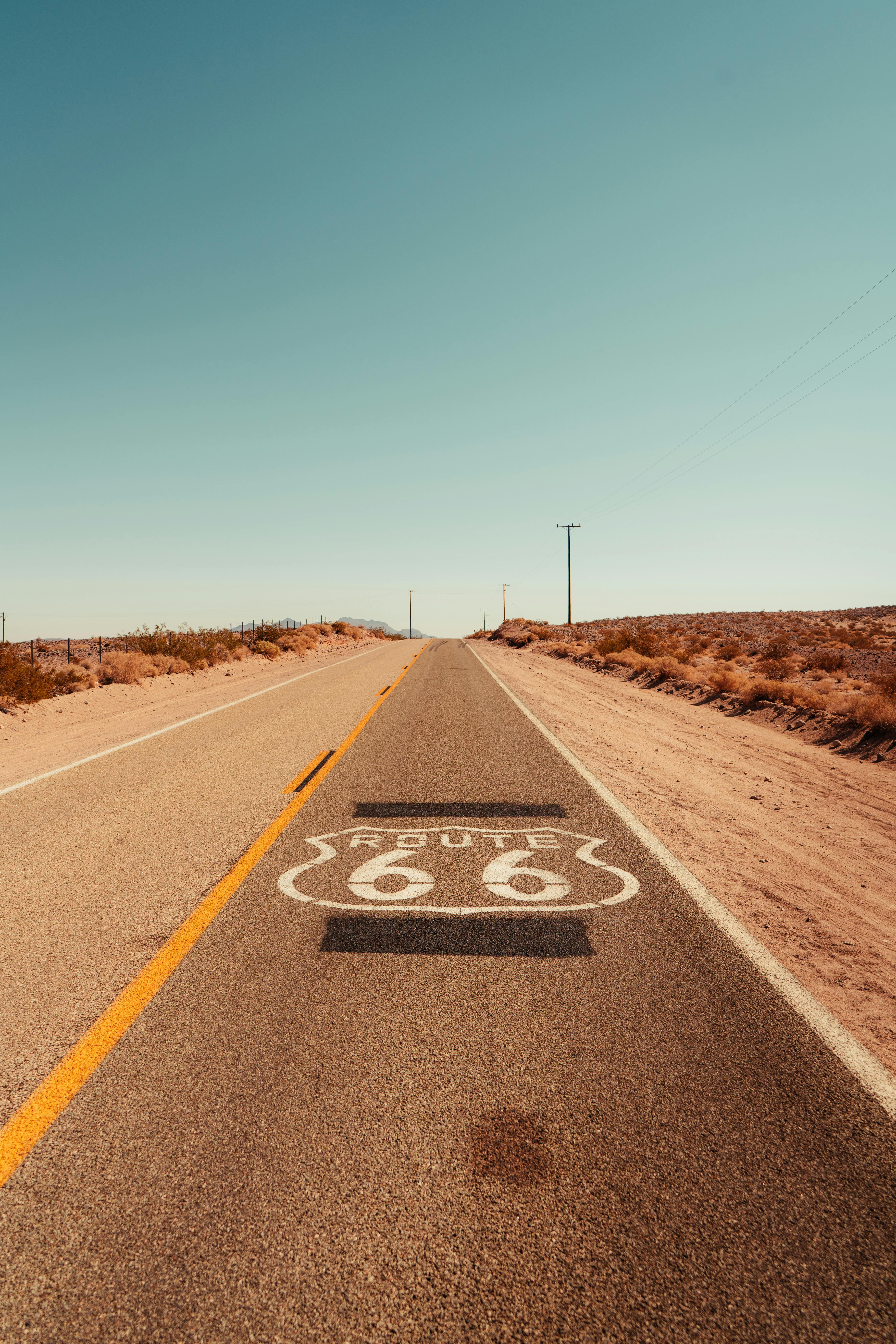 Route 66 Printed on Road · Free
