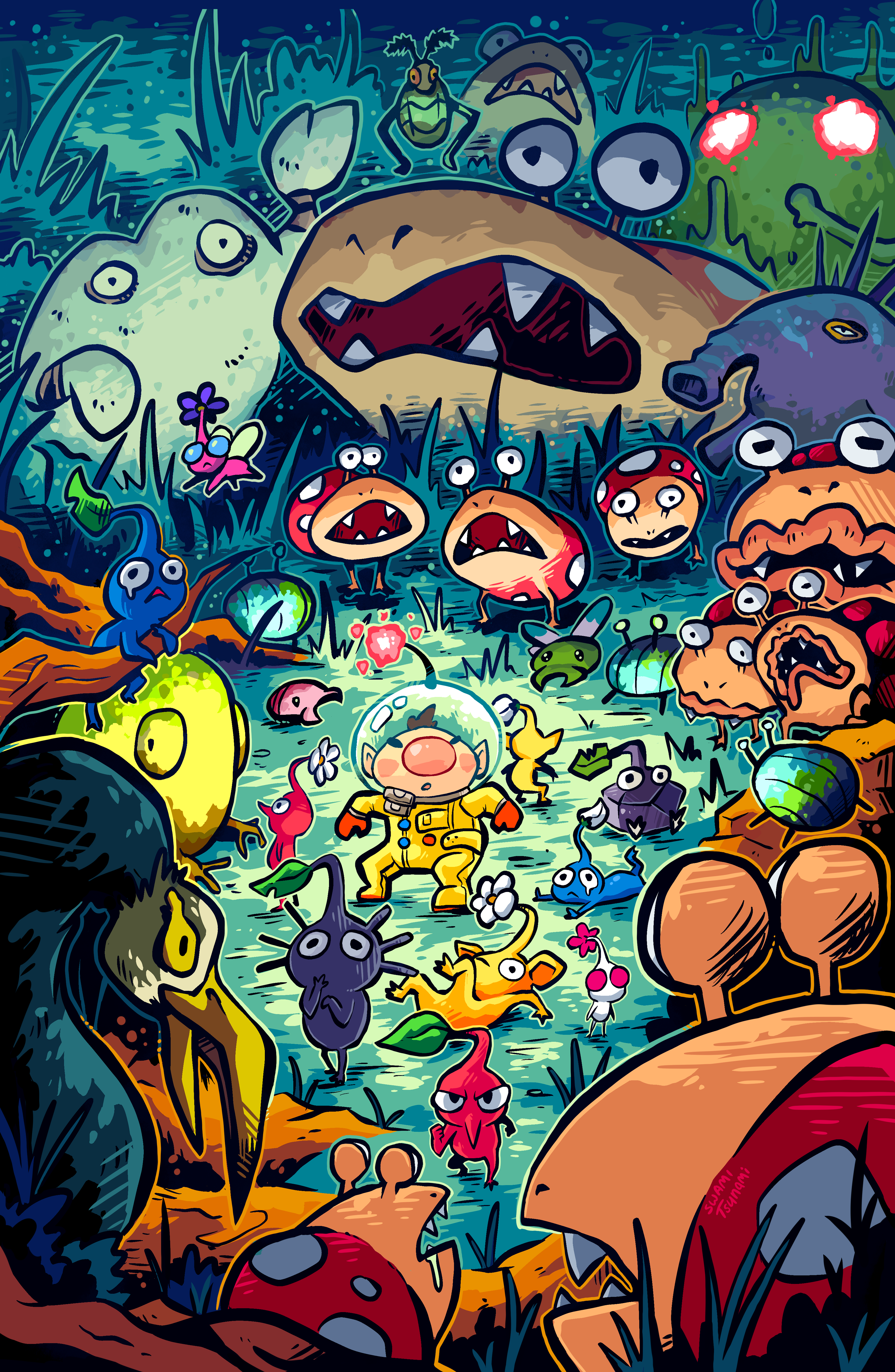 Pikmin Nighttime Predators x 17 Poster Print