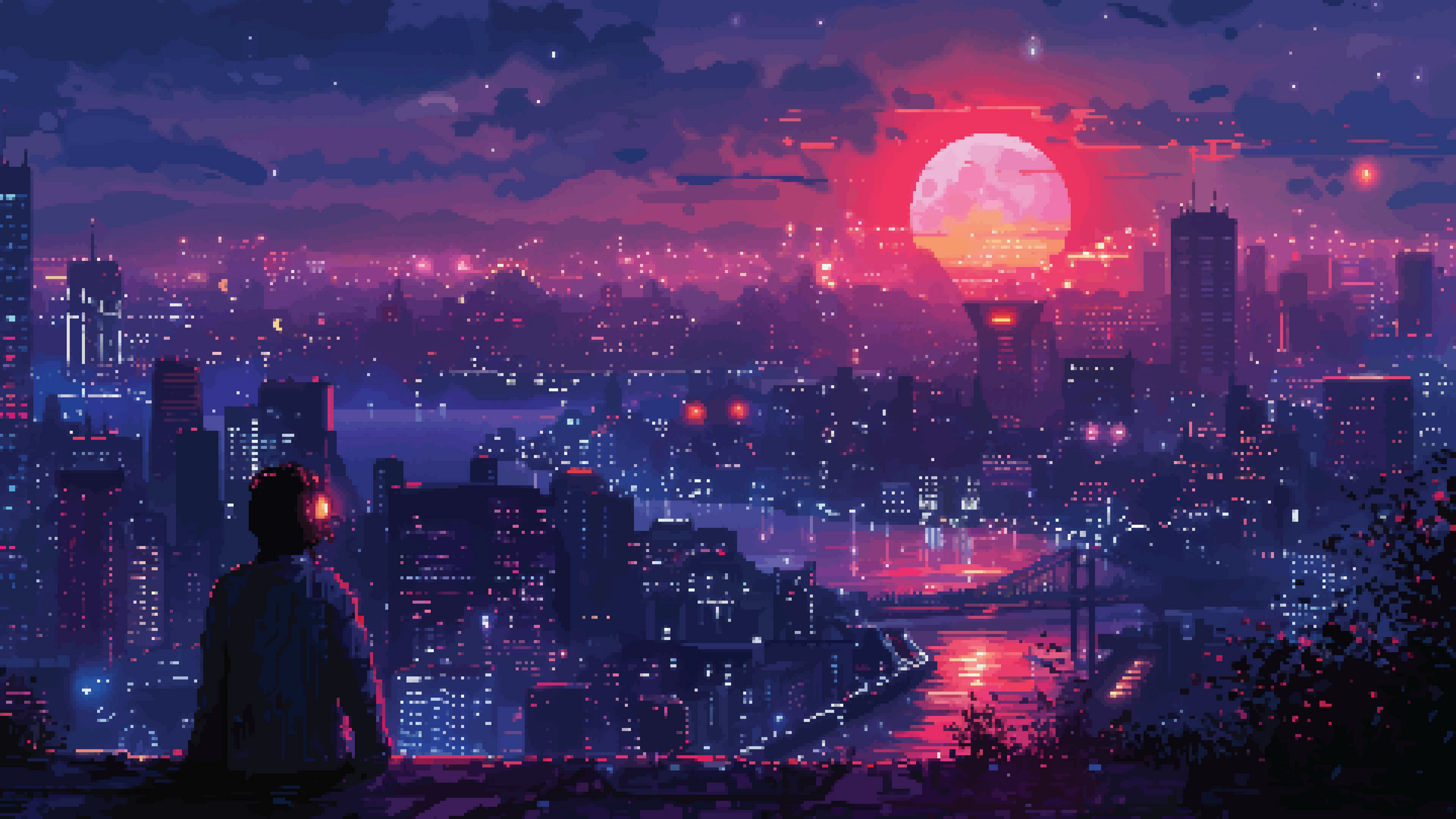 City View (Pixel Art Poster Wallpaper)