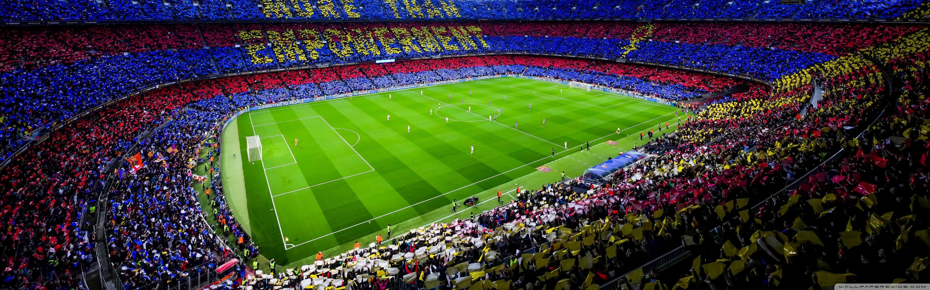 Camp Nou Stadium, Barcelona 4K UHD Wallpaper for UltraHD Desktop and TV, Widescreen and UltraWide Display, Dual Monitor