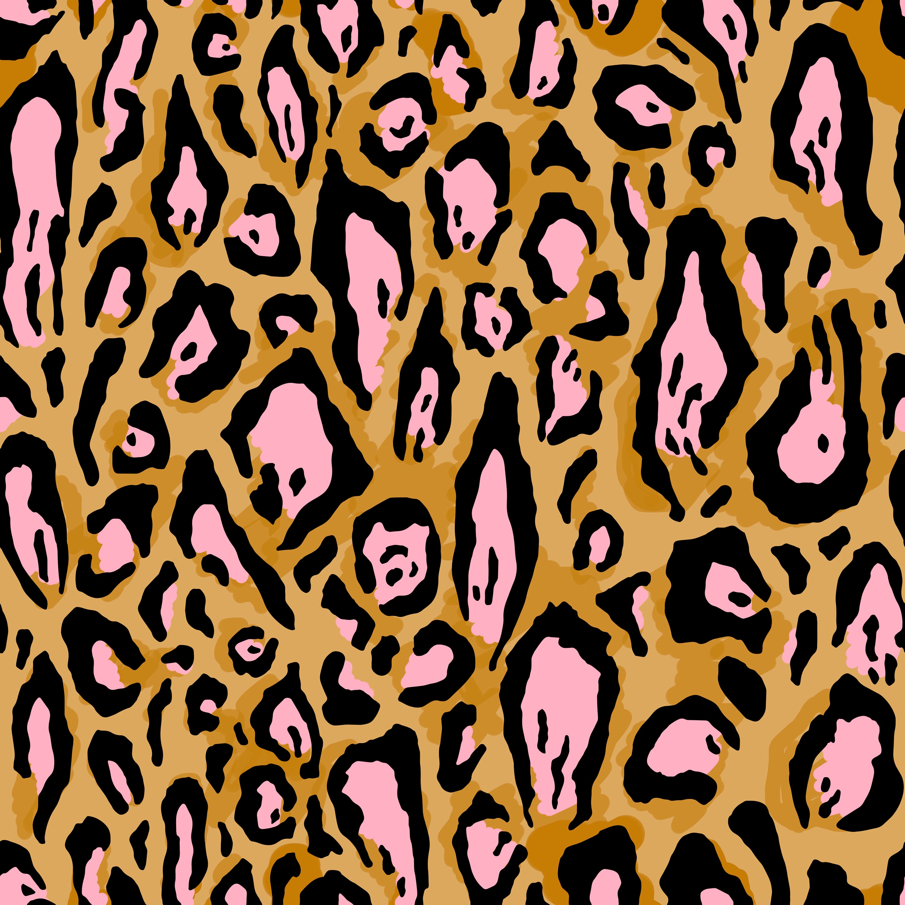 Animal Instinct Wallpaper in Ochre and Pink