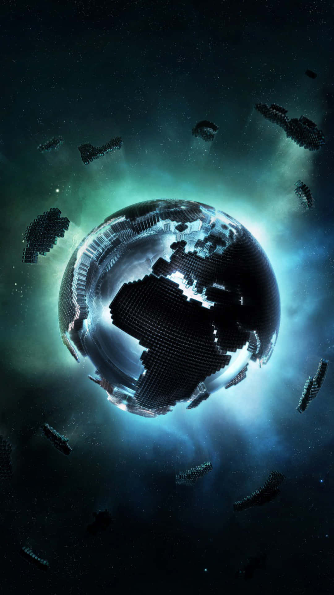 Download Captivating 3D Earth Render on a Galactic Background Wallpaper