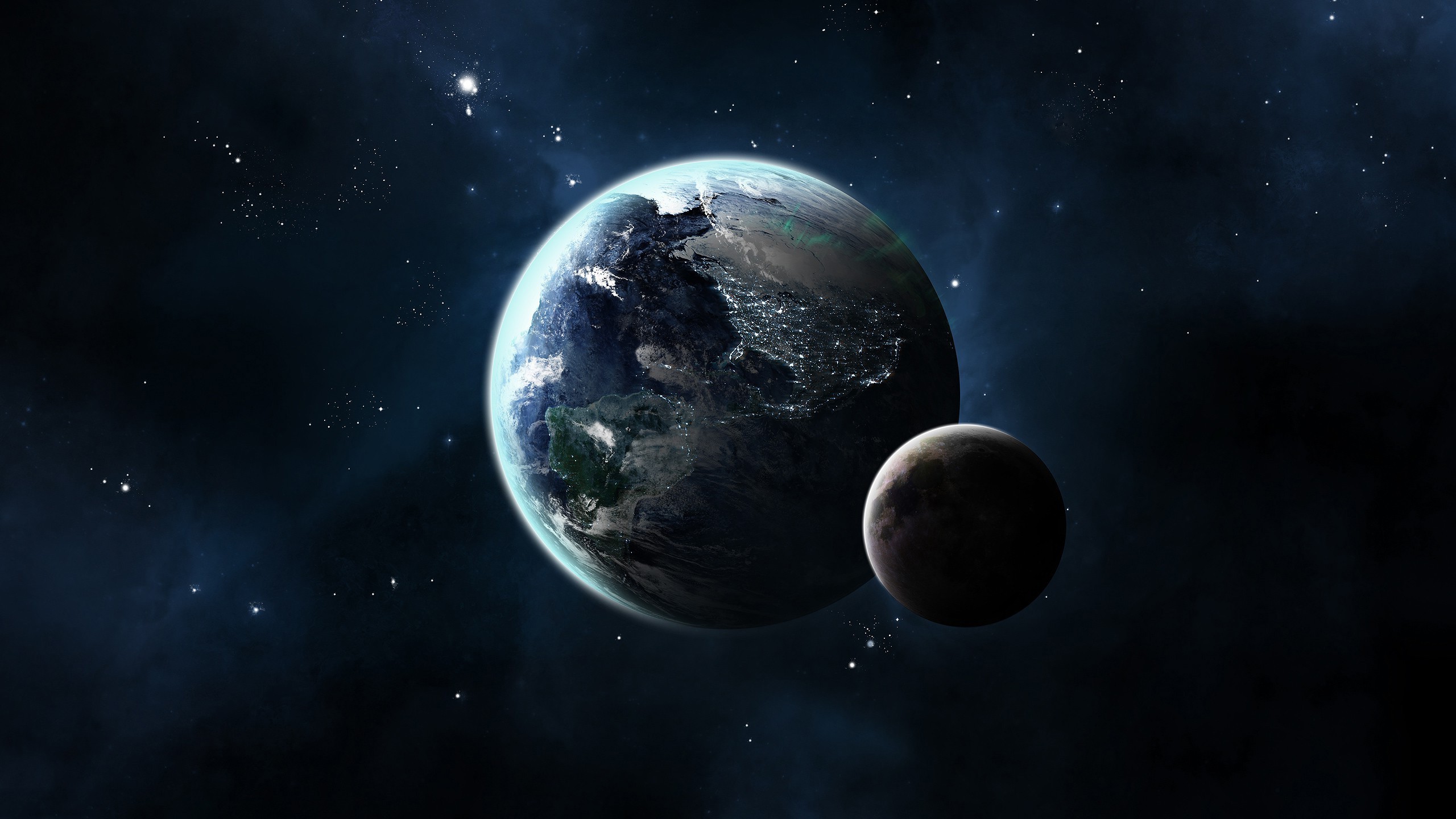 CG Render, Space, Planet, Moon, Stars, Earth Wallpaper HD / Desktop and Mobile Background