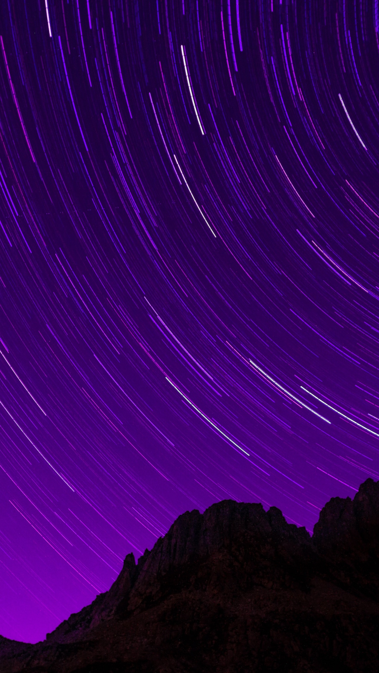 Star Trails Wallpaper 4K, Purple sky, Timelapse, Night sky
