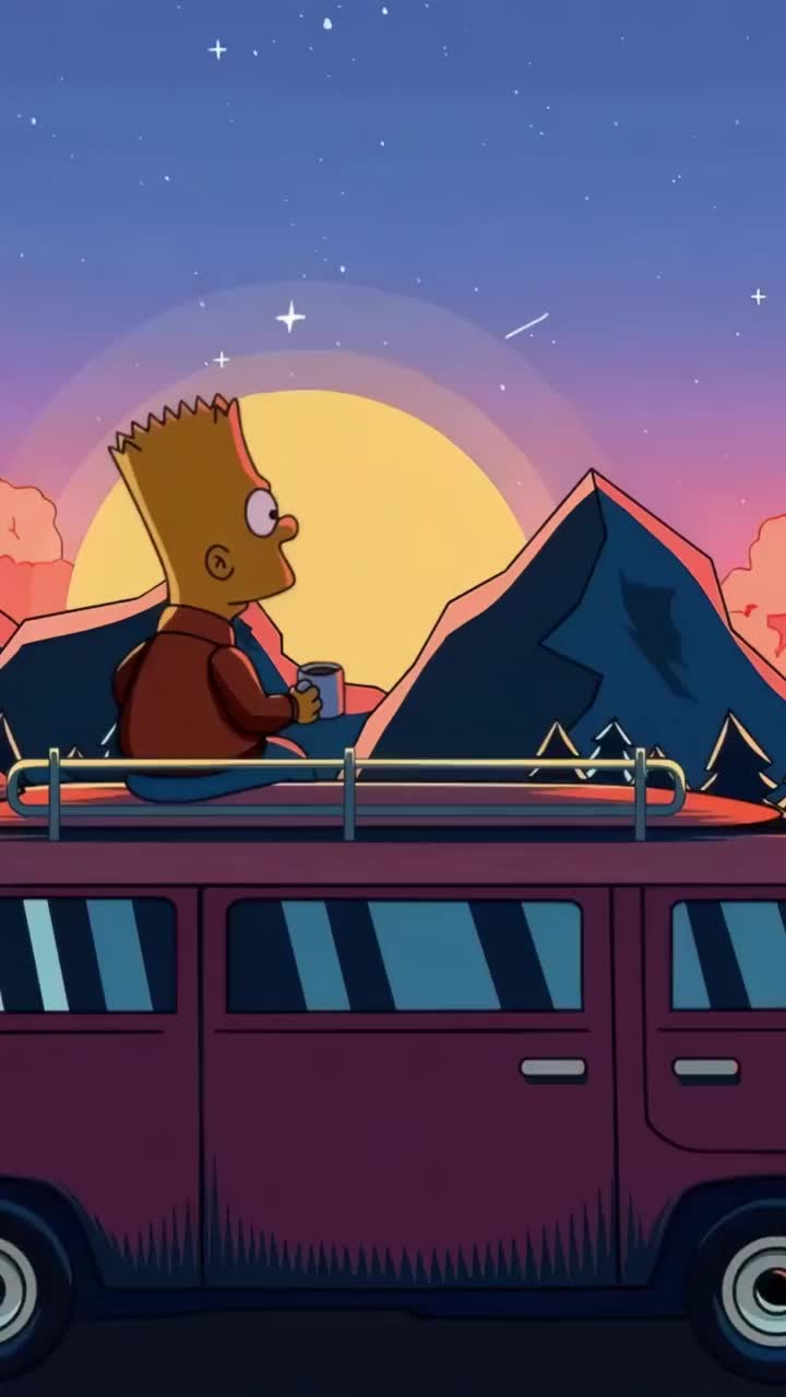 Bart Simpsons Travel Van Mobile Live Wallpaper