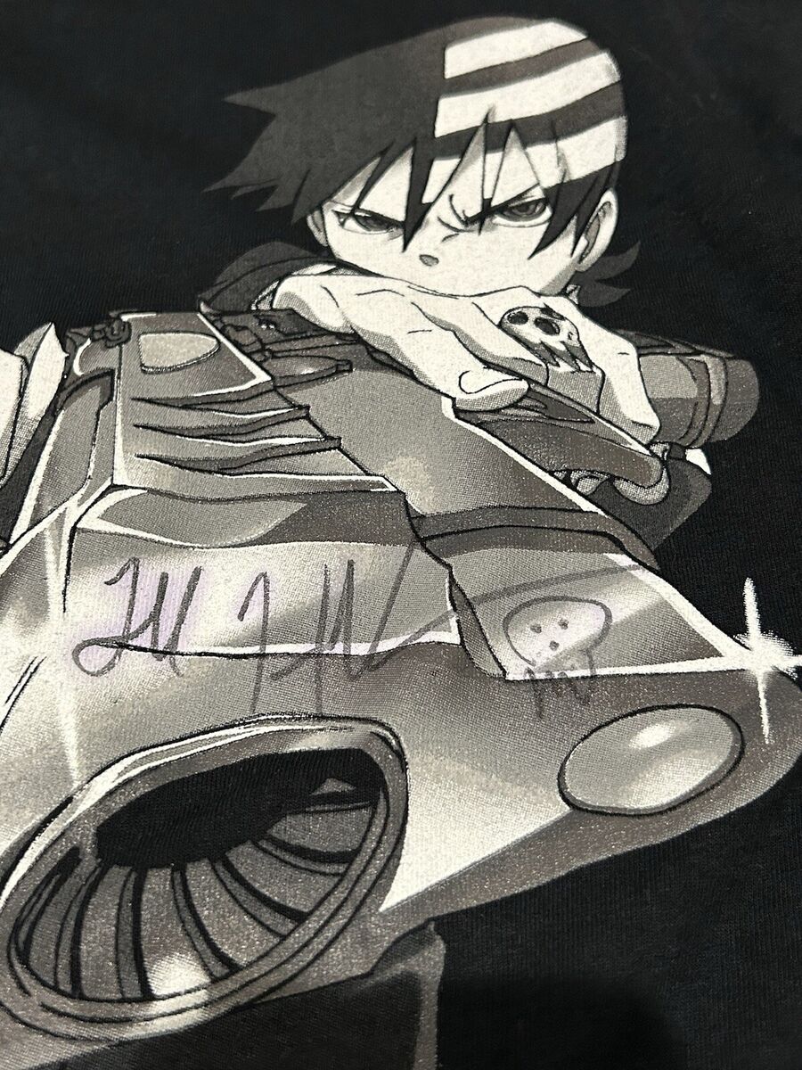 VINTAGE Death The Kid Mens Small Black Graphic Soul Eater Anime Signed Shirt