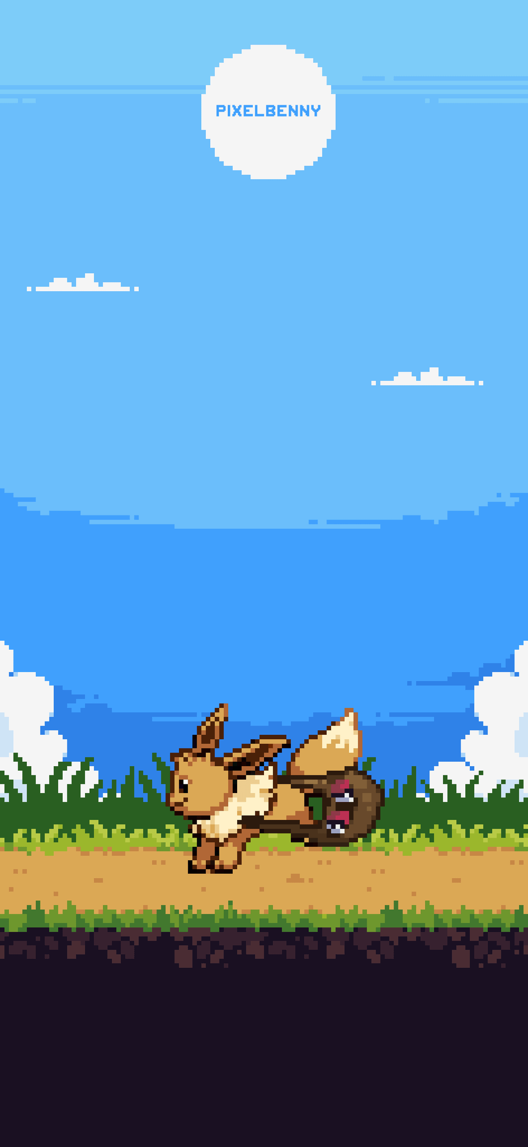Eevee delivering Pokeballs Phone Wallpaper