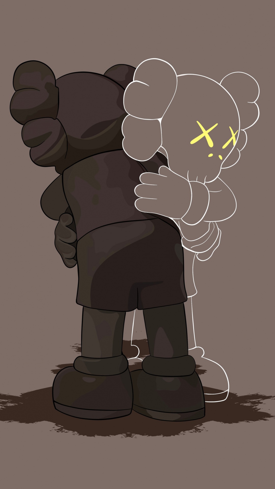 Kaws Companion Wallpaper 4K, Minimalist, Kaws hugging