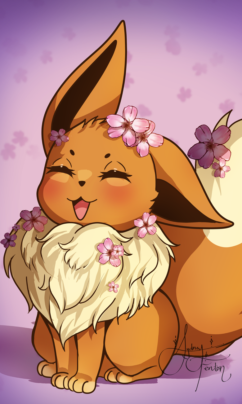 Cherry Blossom Eevee Phone Wallpaper Fernwood's Ko Fi Shop