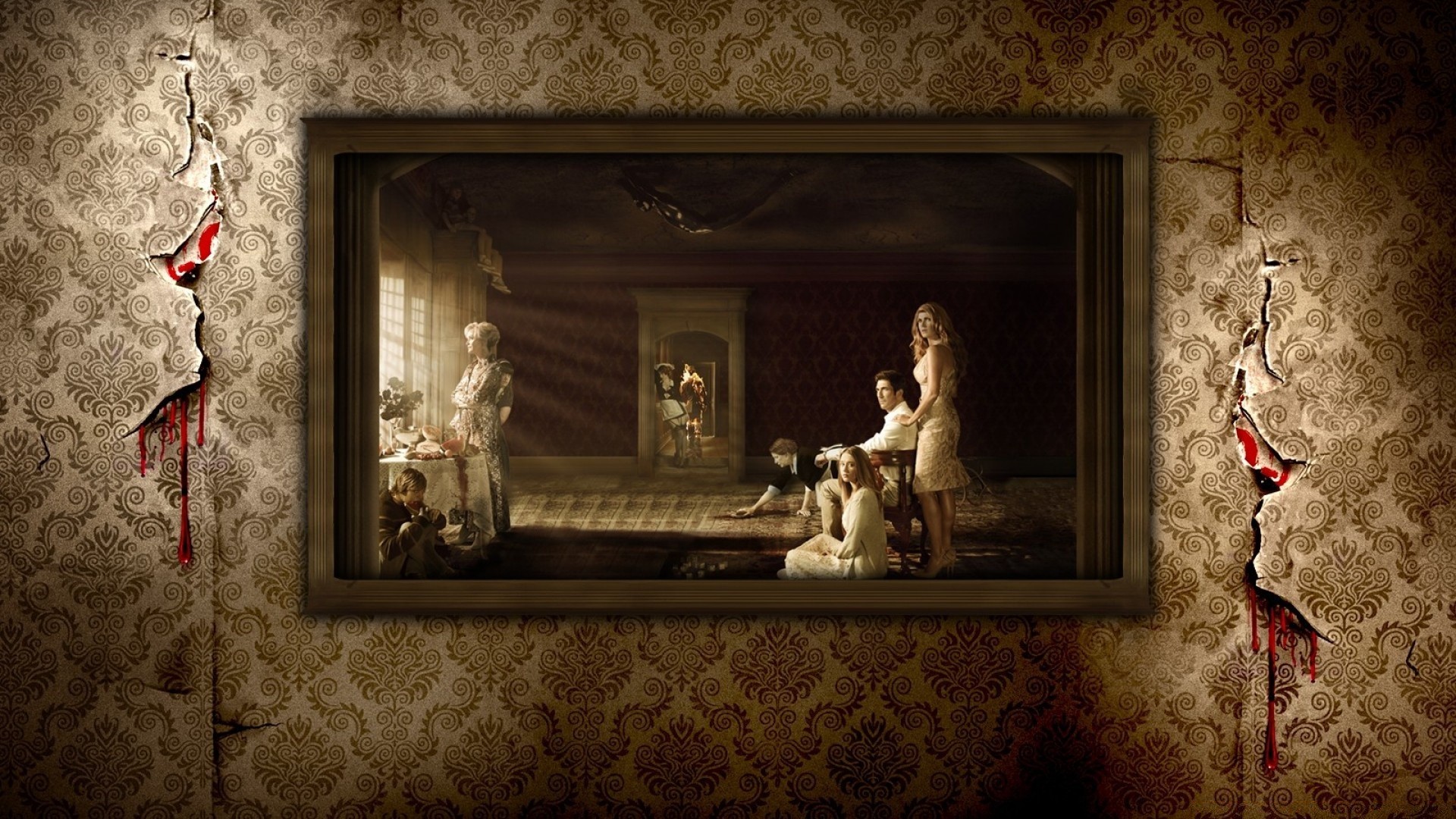 A horror movie with a picture on the wall