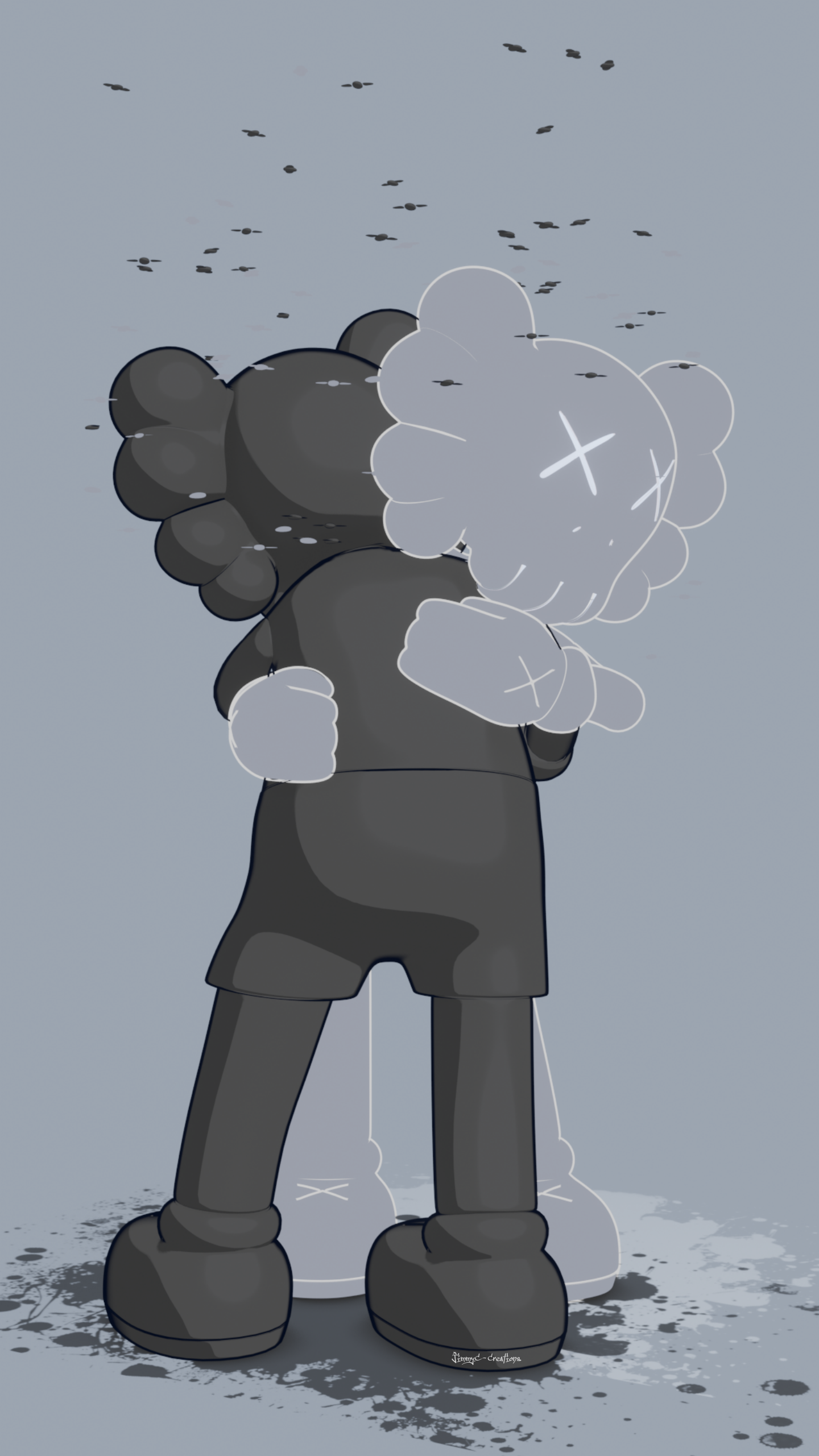 I Re Created A Popular KAWS Wallpaper Into A 3D Model With Toon Shading To Make It Look 2D :)