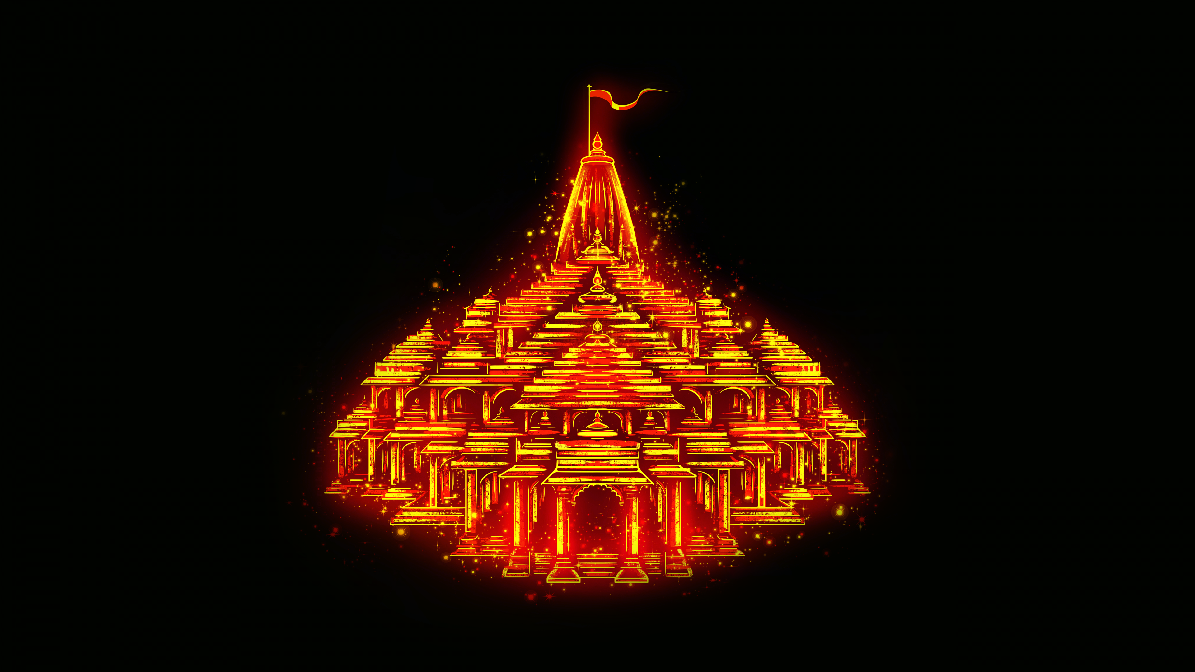 Ayodhya Ram Mandir Wallpaper 4K, Temple, Glowing, Hinduism