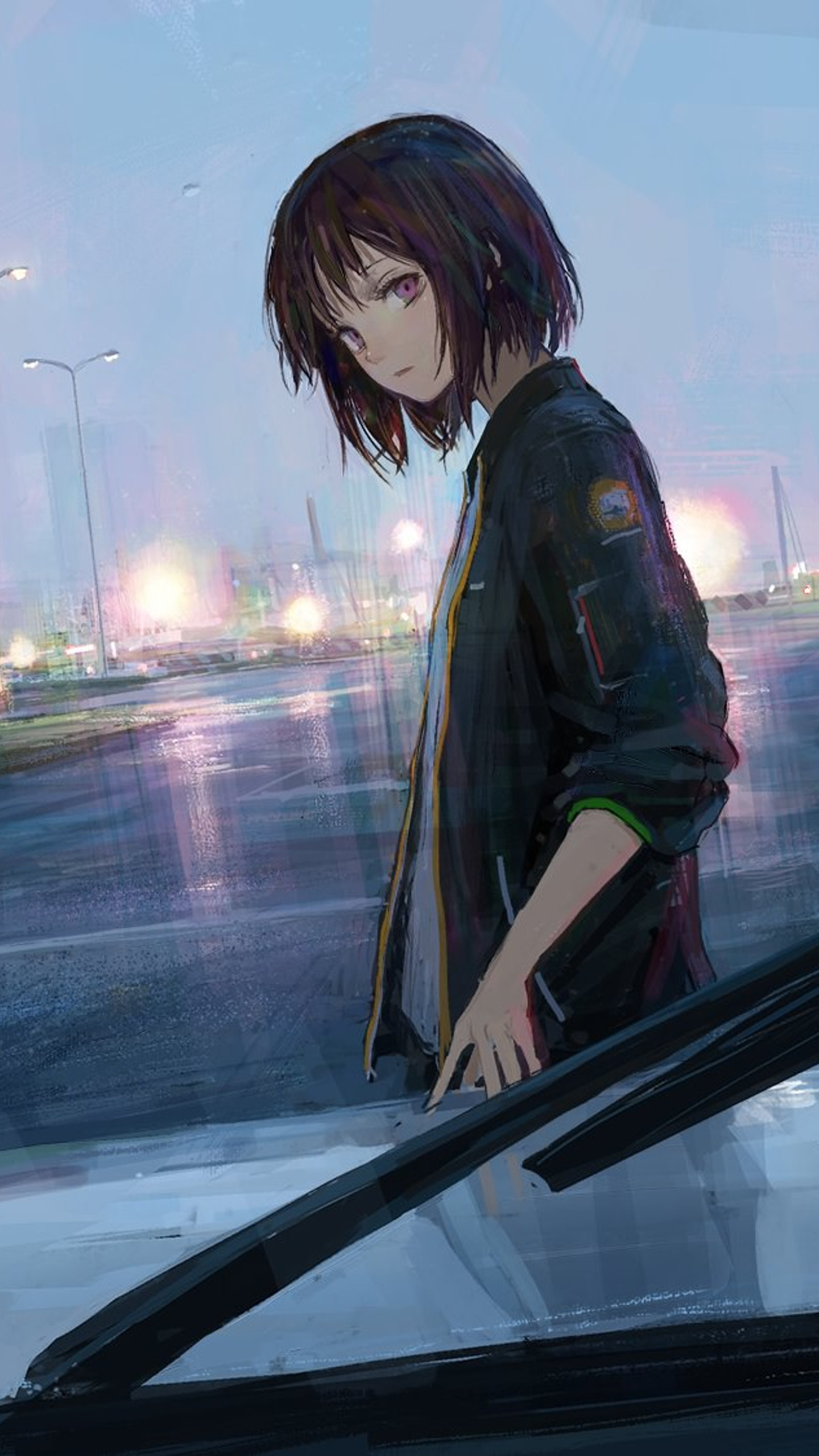 Anime Girl Passing By Looking At Car Driver Samsung Galaxy S6, S7 , Google Pixel XL , Nexus 6, 6P , LG G5 , HD 4k Wallpaper, Image, Background, Photos and Picture