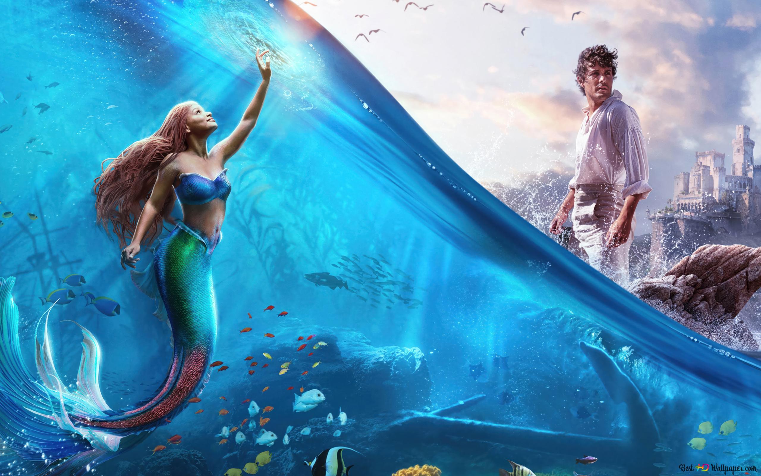 The Little Mermaid 2023 Ariel and Eric poster 4K wallpaper download