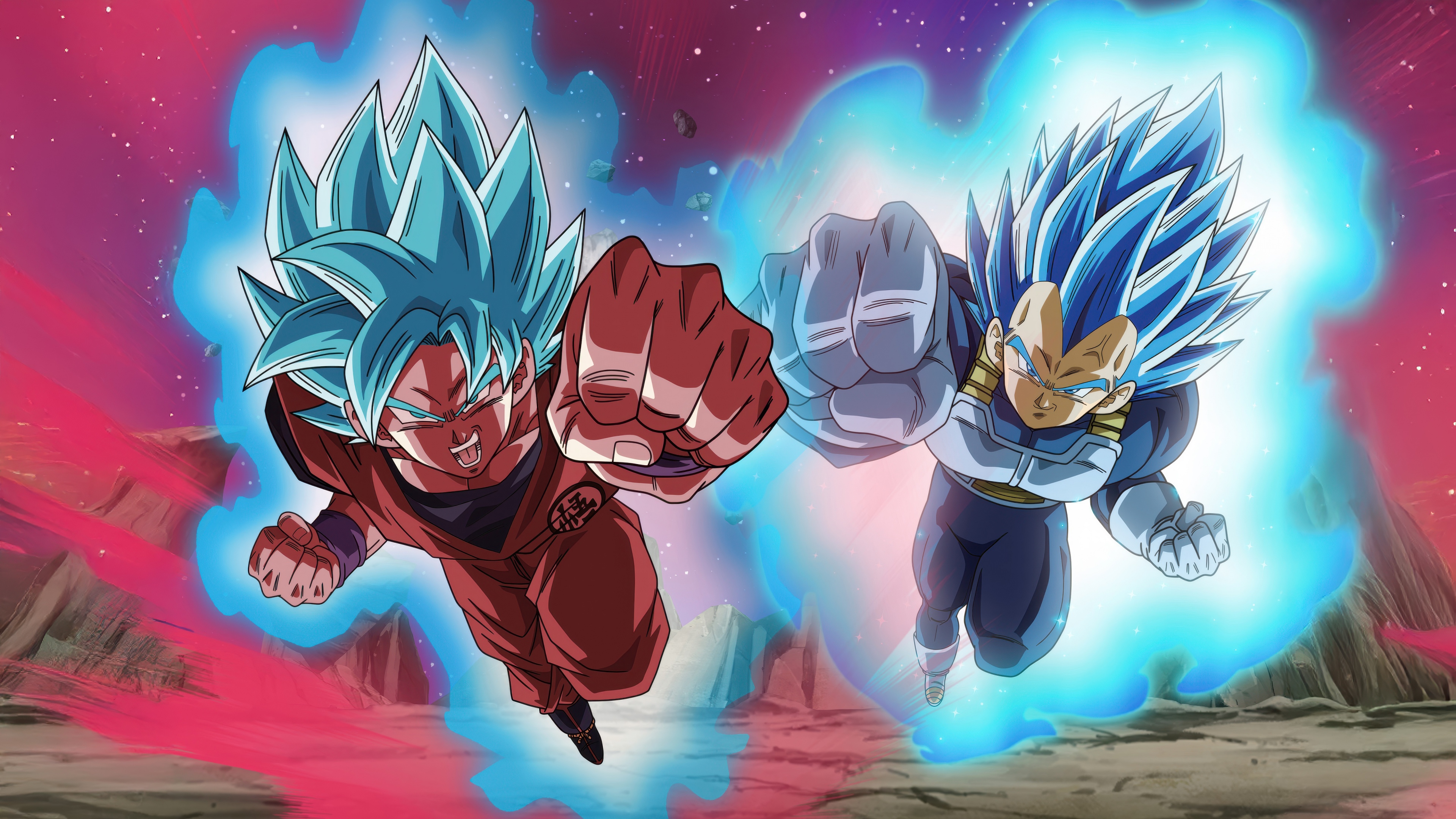 Goku vs Vegeta Wallpaper 4K, Super Saiyan Blue