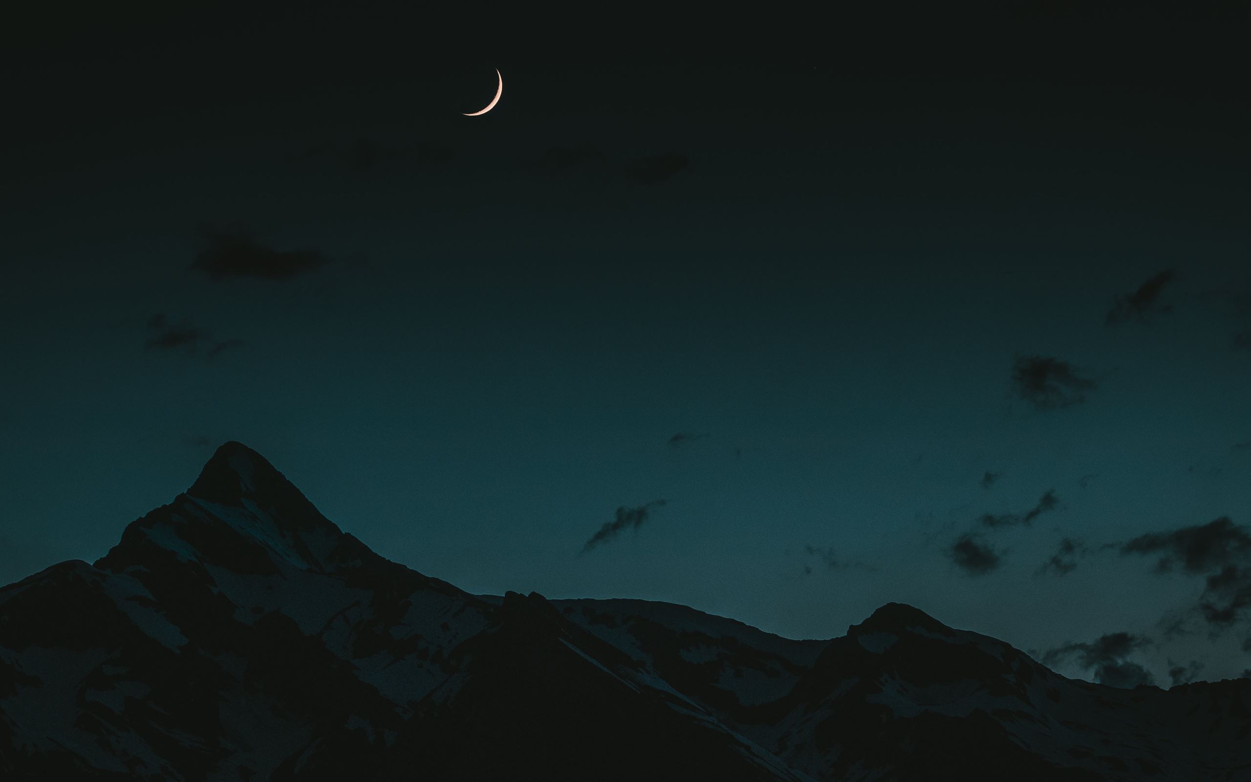 Crescent moon over mounta. Mac Wallpaper Download