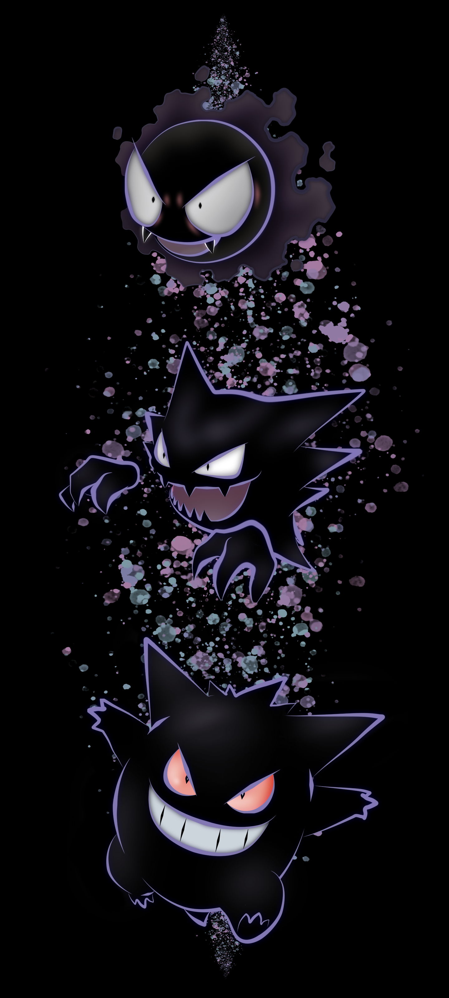 I made a Gengar Family WP for Smartphones (1440x3200)