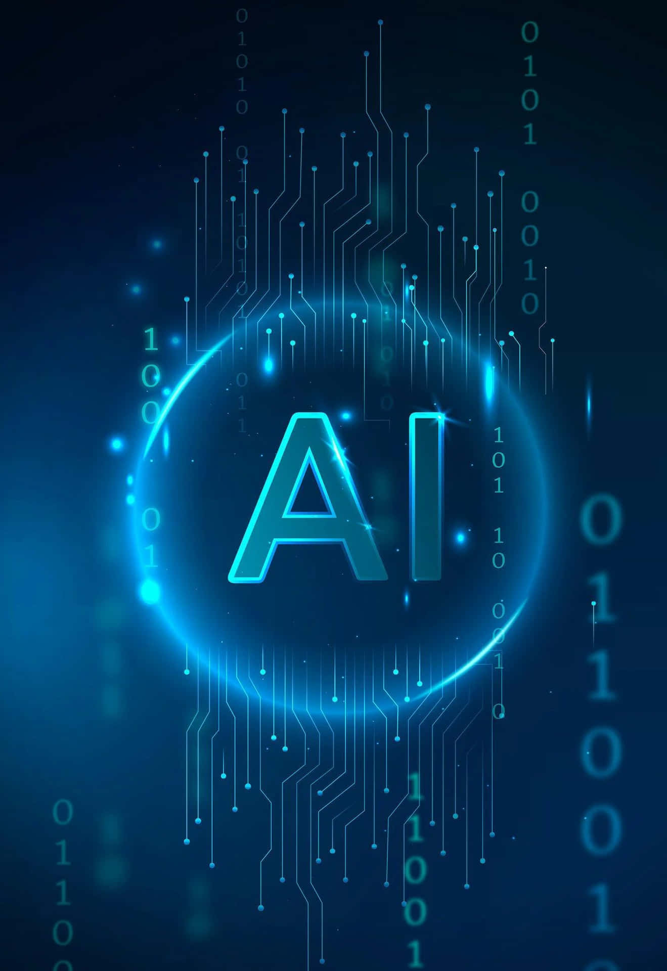 Download Futuristic AI Robot in a Dark Cityscape Wallpaper