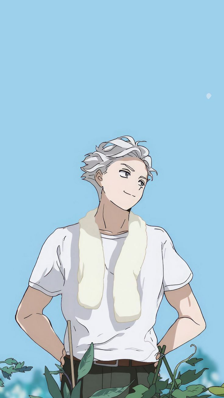 free wallpaper 4K umemiya hajime, windbreaker, anime, guy, white hair, sky, art for mobile and desktop