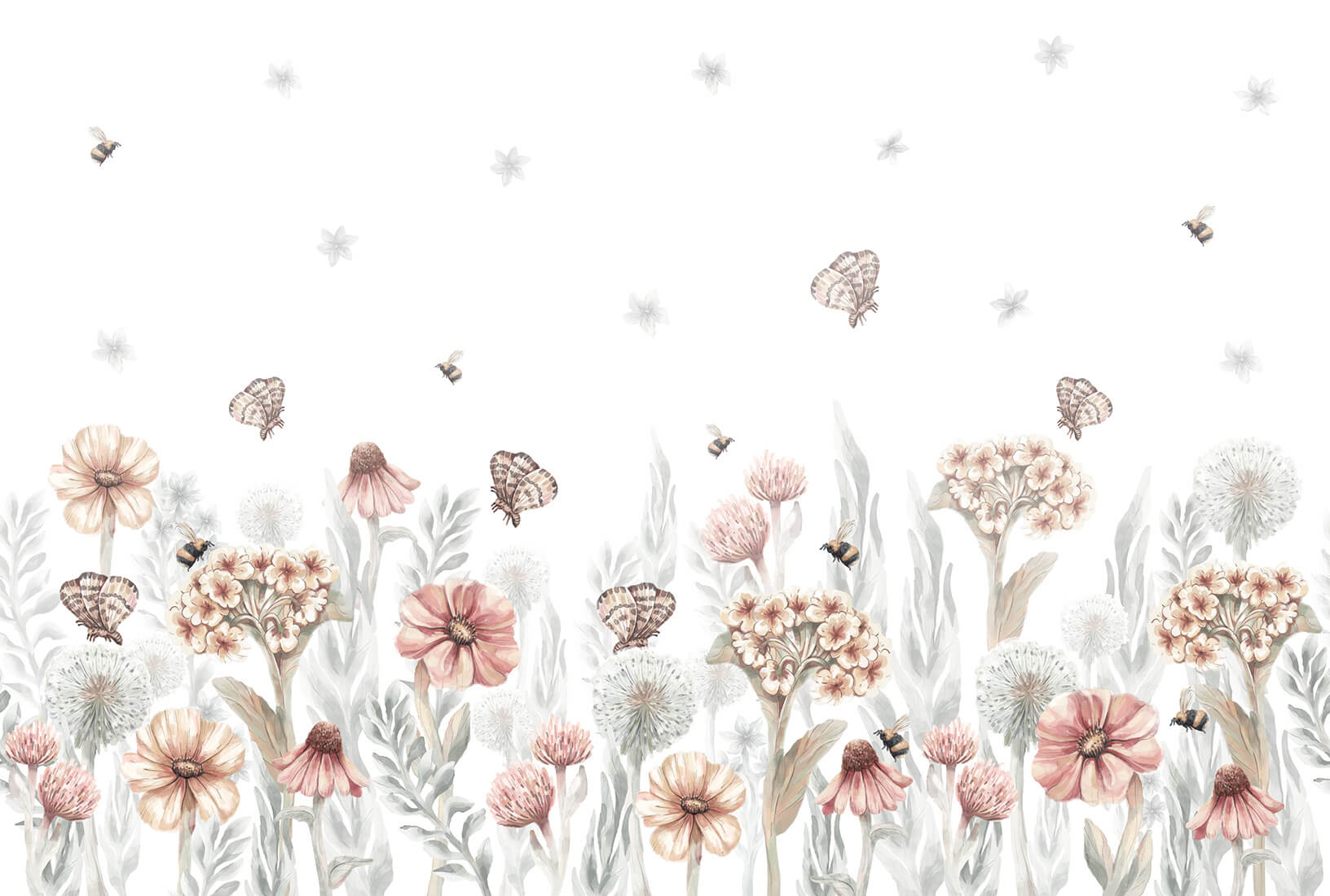 Wallpaper. wildflowers. Floral wallpaper. Wallpaper for kids. Pastelowe Love ®
