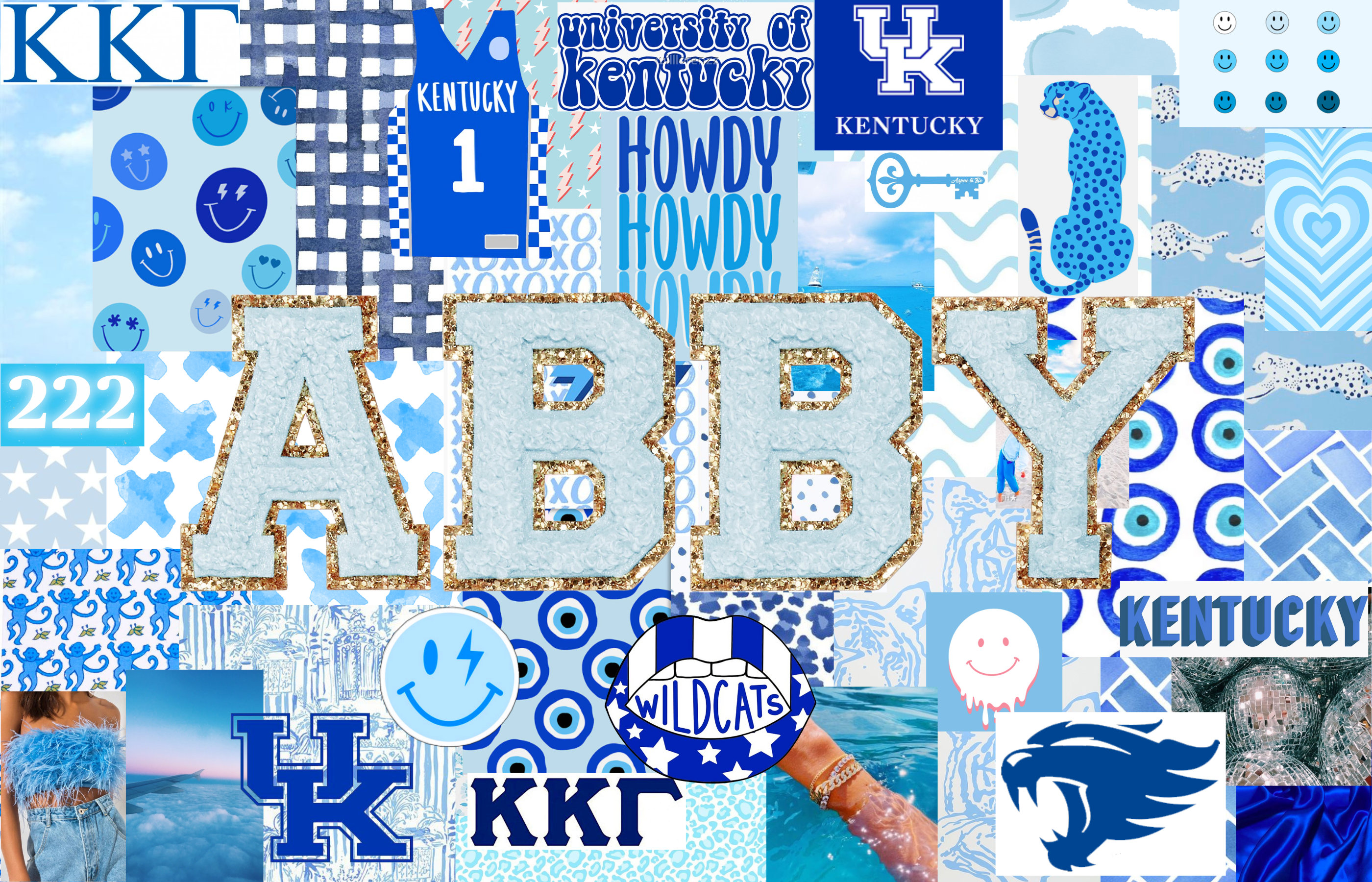 Custom Blue Preppy Monogram Desktop Wallpaper Collage