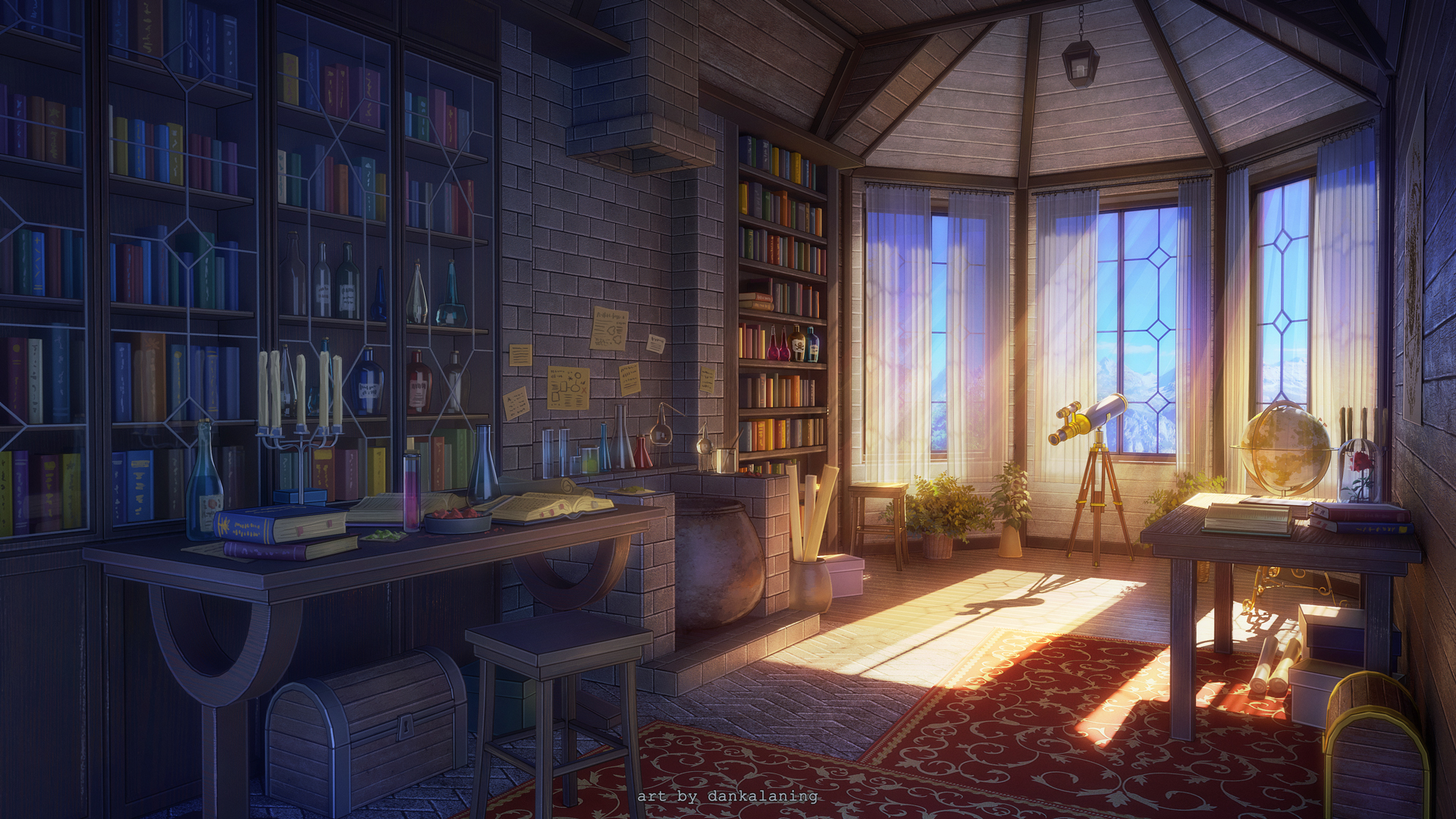 Download Bookshelf Anime Room Anime Room HD Wallpaper