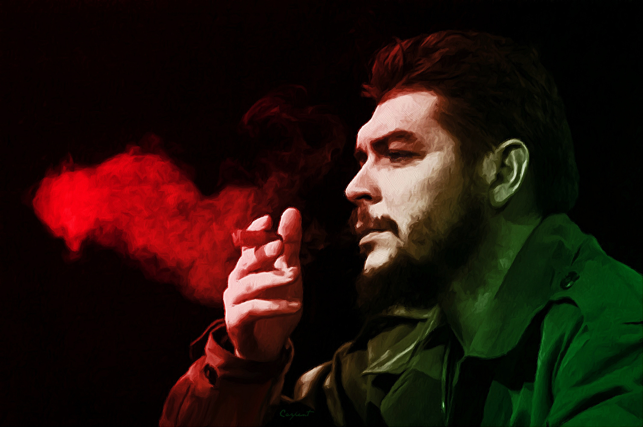 Wallpaper look, smoke, cigar, Che Guevara, revolutionary, Ernesto Guevara for mobile and desktop, section мужчины, resolution 2048x1362