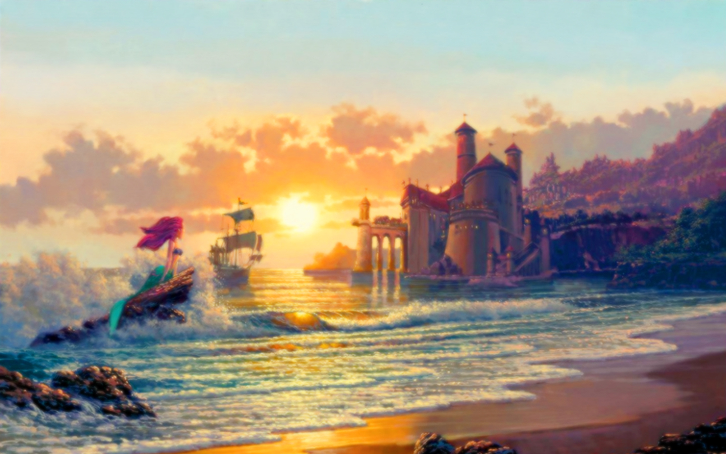 Princess Ariel Mermaid Beach Background Wallpaper & Background Download